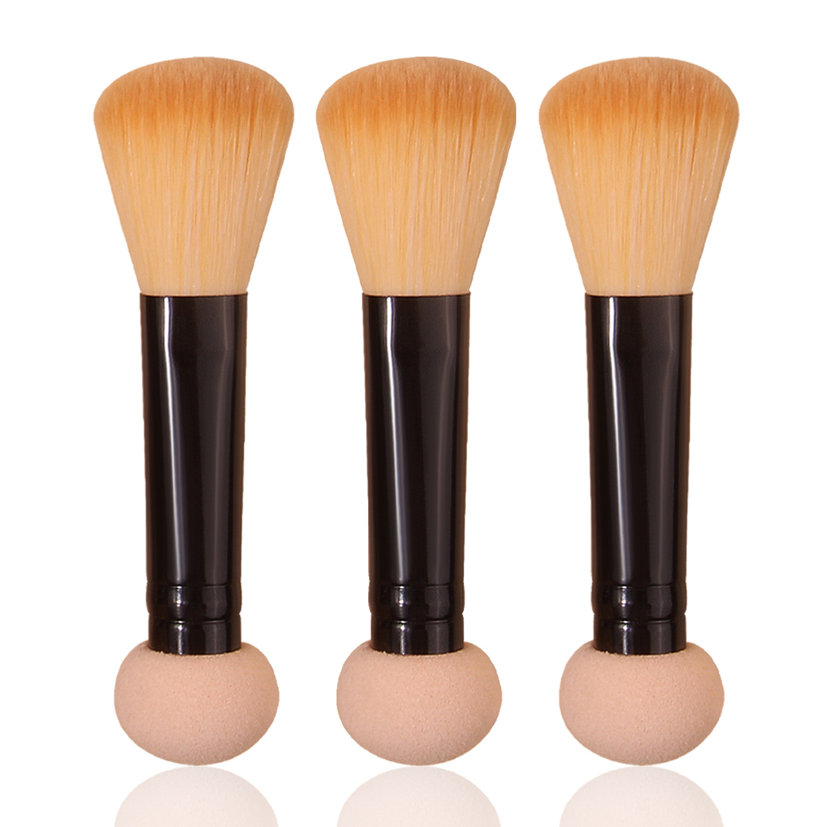 3 multi-functional dual-head makeup brushes, loose powder blush brush, soft and powder-free sponge head concealer brush, makeup tools Item Picture