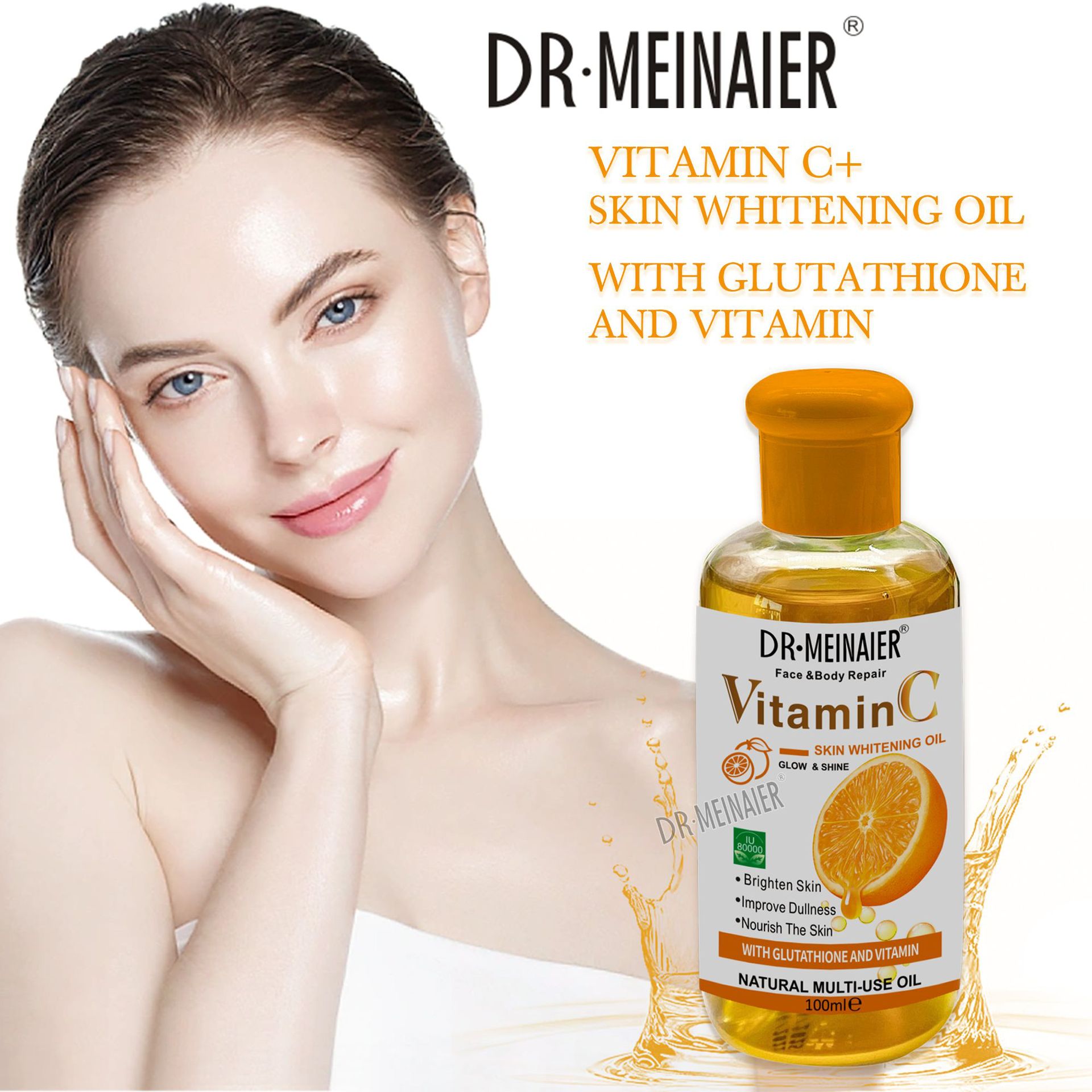 Foreign trade VC essential Oil Brightening and Moisturizing Vitamin C Plant Oil Facial and Body Hair Care VC Massage Oil 100ml Application Scenario