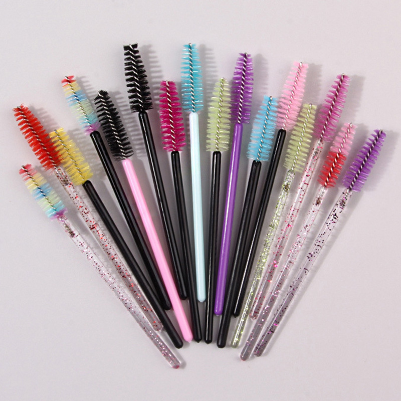 New solid-color disposable mascara brush, crystal colored eyelash curl comb, eyelash extension tool, spiral eyebrow comb details Picture