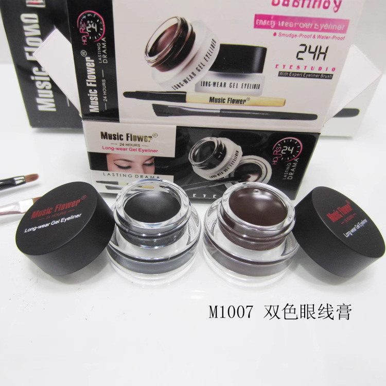 Only export [MUSIC FLOWER] M1007 black eyeliner cream, brown anti-sweat and non-smudging two-in-one full figure