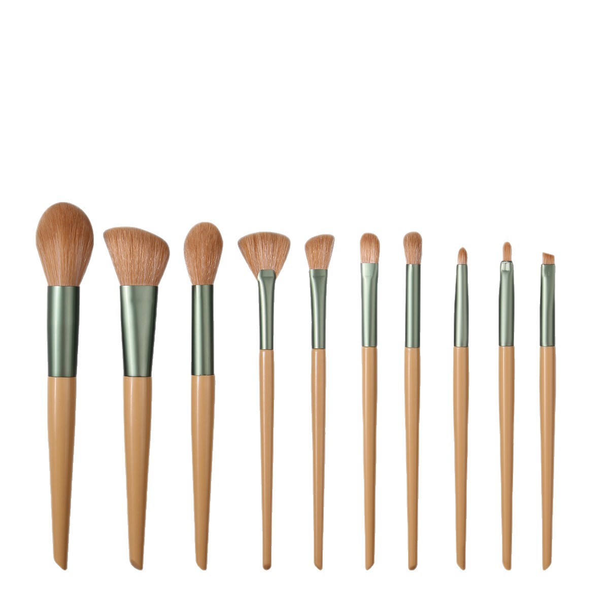 New 10-piece soft-bristled makeup brush set, portable storage bucket set, tool gift, triangular powder puff, factory direct sales Item Picture