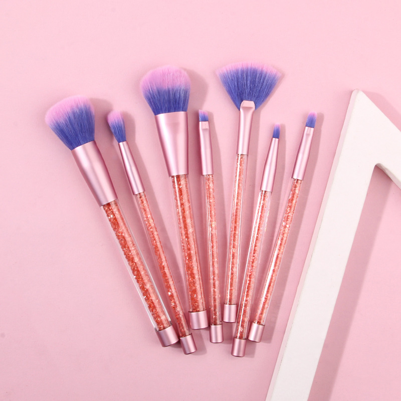 Beginner's beauty tools: 7-piece water diamond makeup brush set, soft bristle portable seven-color brush in stock, facial beauty brush Specification drawing