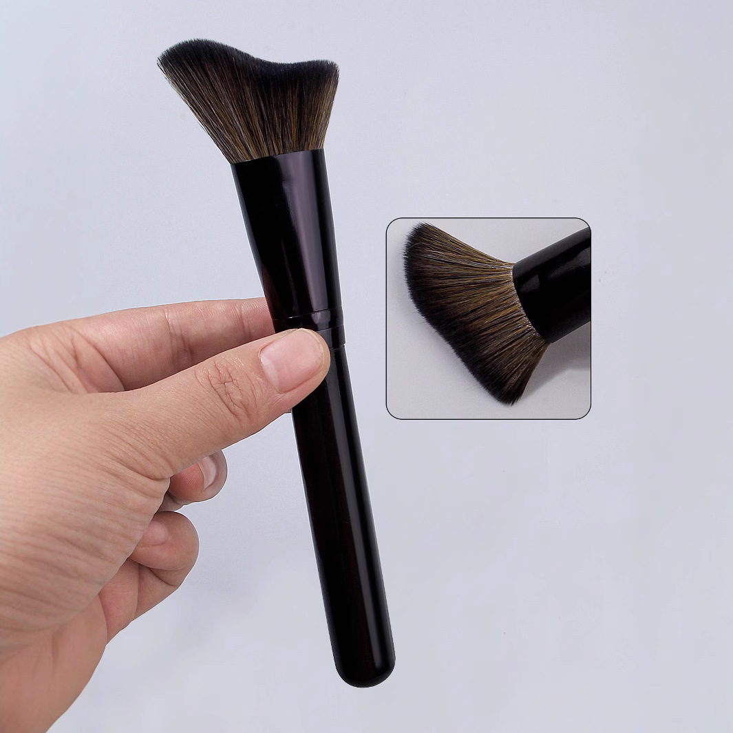 High-end wooden-handled makeup loose brush contouring brush, soft and non-shedding facial makeup setting brush, honey brush in stock Specification drawing