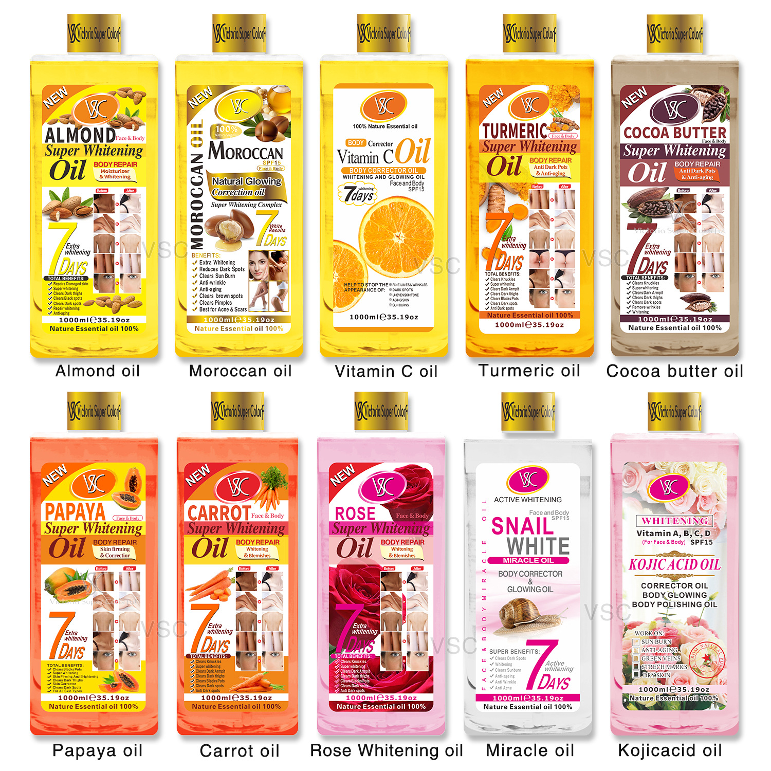 Cross-border foreign trade Turmeric essential Oil Body and Face Moisturizing and Blackening Rose Essential Oil Heating Massage Oil 1000ml full figure