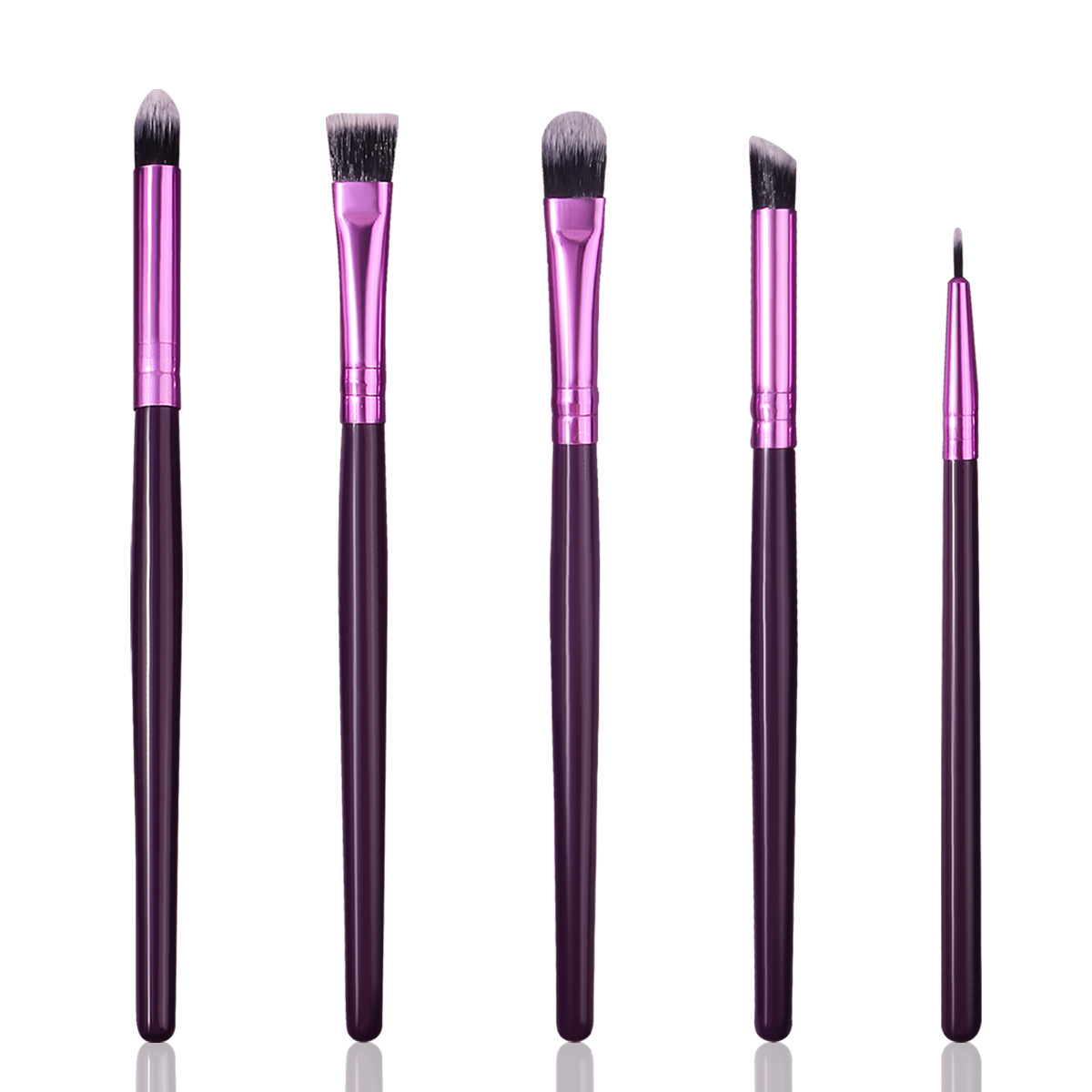 Portable 5-piece eye makeup brush set, soft-bristled non-rubbing eyeshadow brush, eyebrow brush, eyeliner refresh makeup tools full figure