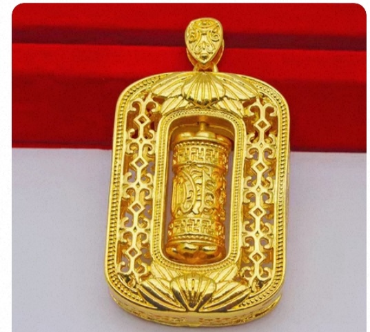 内外贸专供，镀金方牌转转吊坠大气男士金项链，金吊坠，流行饰品项链