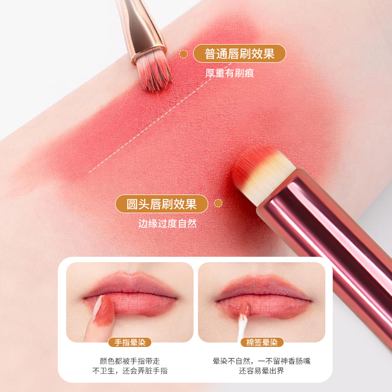 Single lip smudging brush, portable lip brush, traceless round head lipstick brush, powder-free makeup brush, wholesale beauty tools details Picture