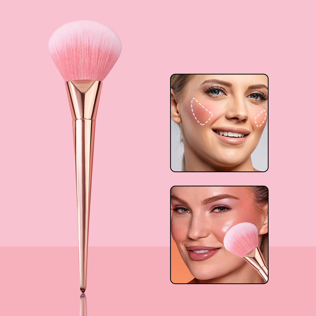 Best-selling rose gold setting brush, soft-bristled long-handled blush brush, loose powder brush, high-quality makeup tools in stock full figure