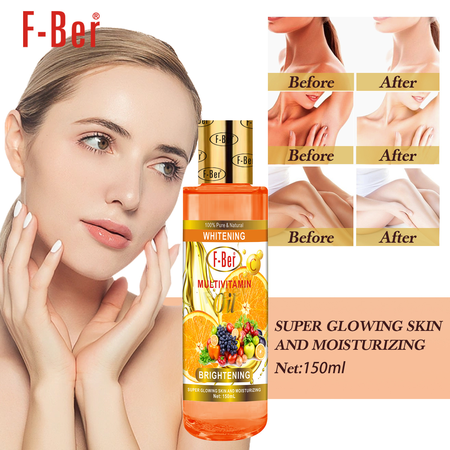 Cross-border brightening fruit VC moisturizing essential Oil Whitening oil Massage oil moisturizes and brightens the whole body full figure