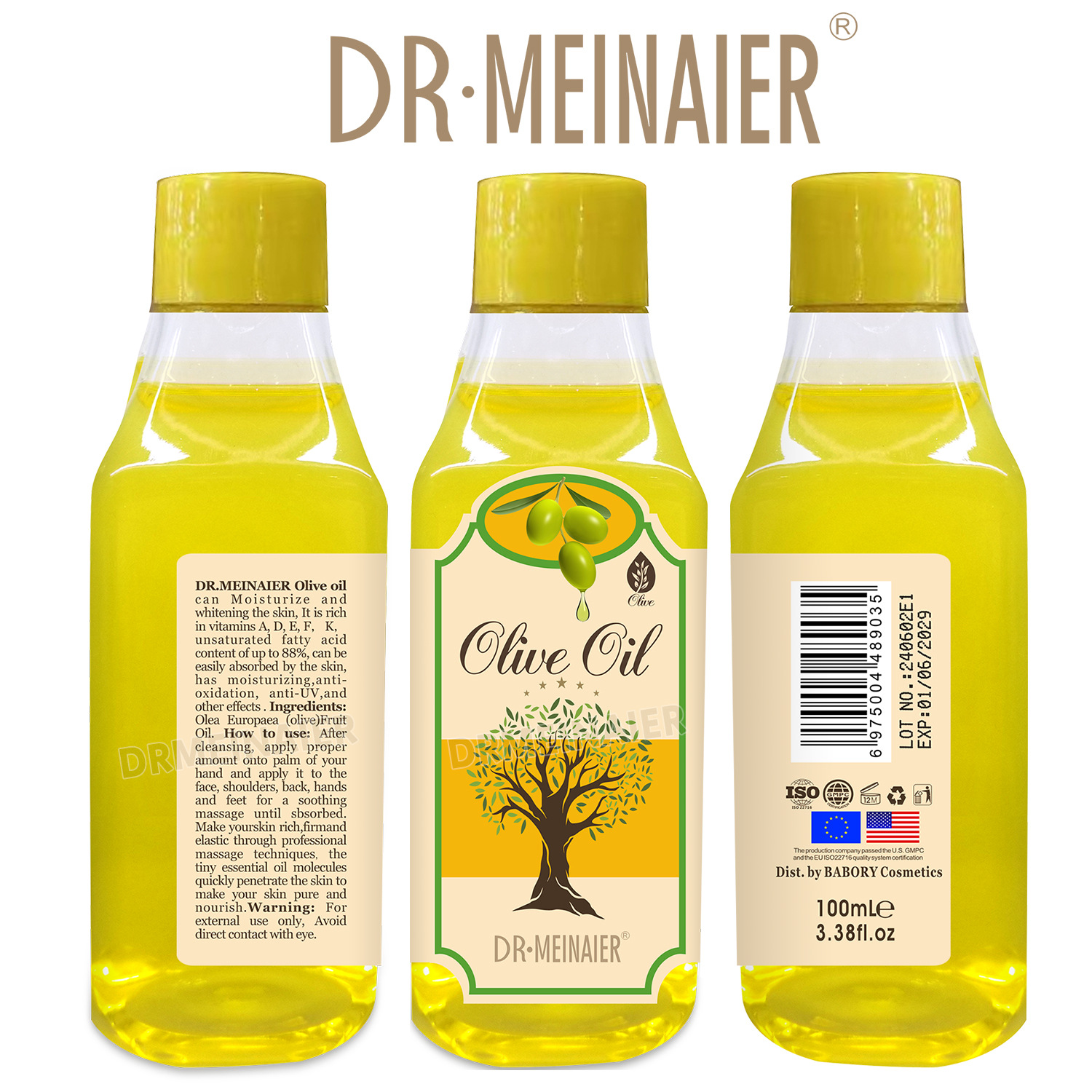 Cross-border Moisturizing Olive Oil Facial and Body Hair Care Olive Oil Moisturizing Facial and Body SPA Massage Oil 100ml Specification drawing