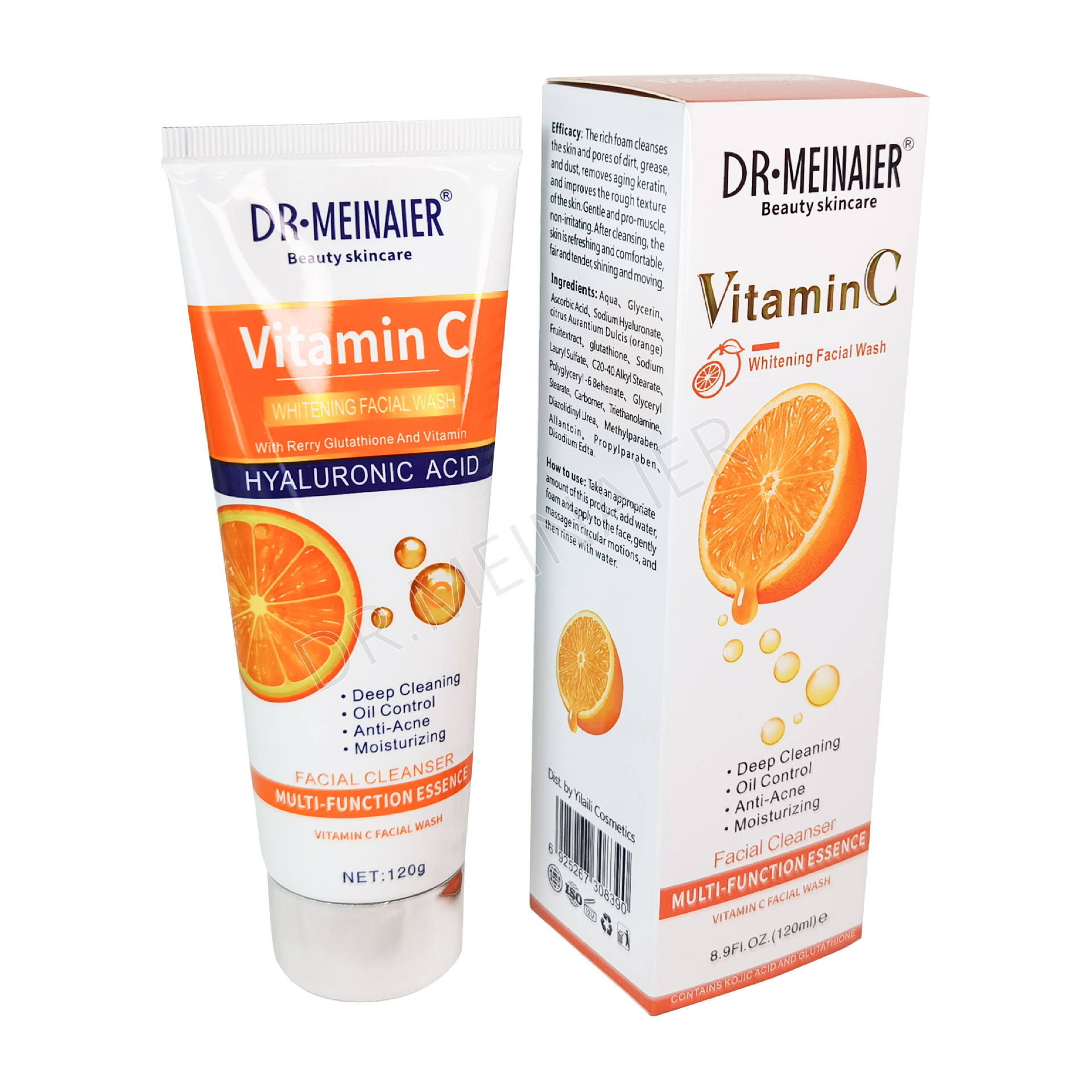 Cross-border VC facial cleanser for moisturizing and brightening, vitamin C facial cleanser for deep cleansing and nourishing, wholesale for export full figure