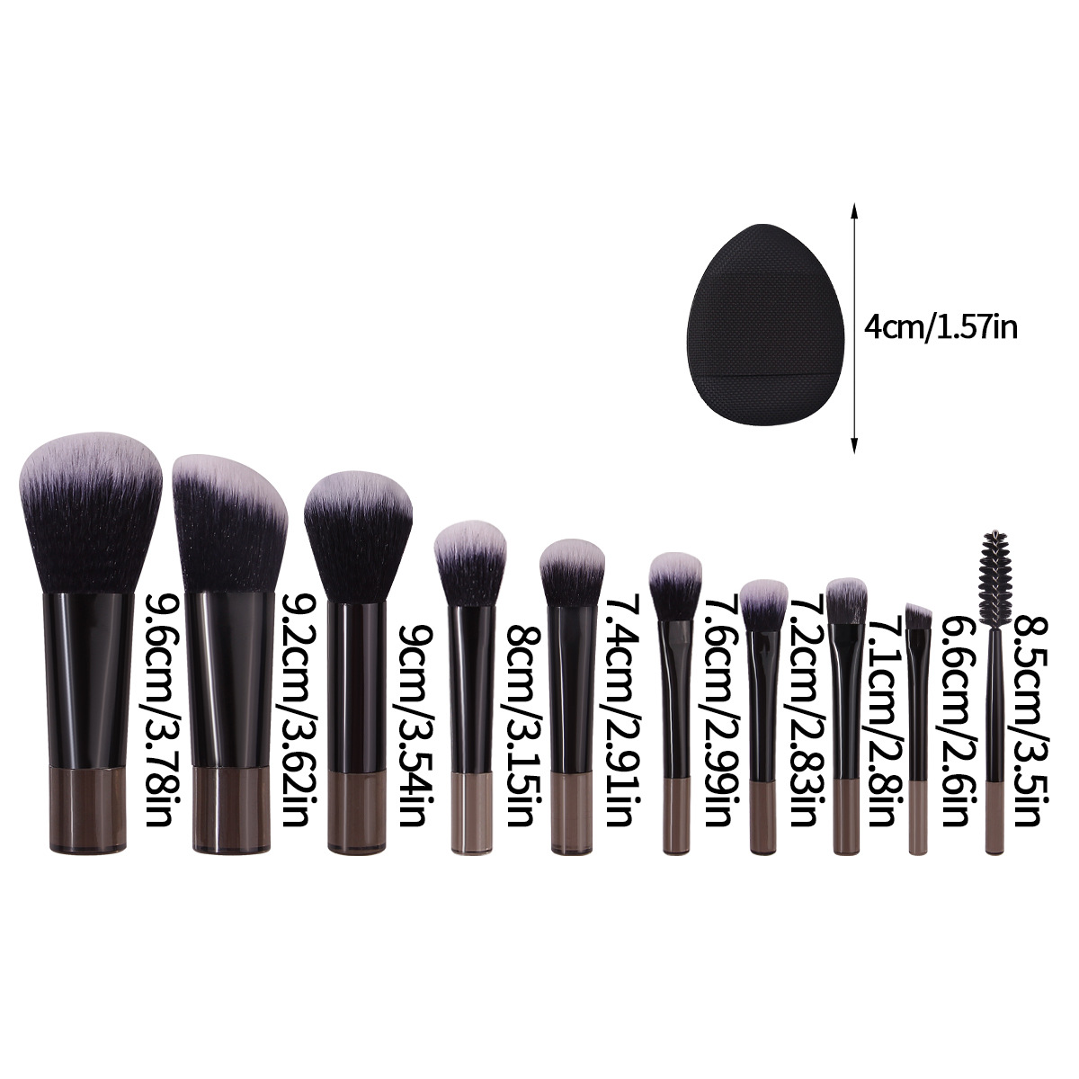 New 10-piece mini makeup brush set, portable loose powder brush, eyeshadow brush, mascara brush, thumb powder puff, beauty tools Application Scenario