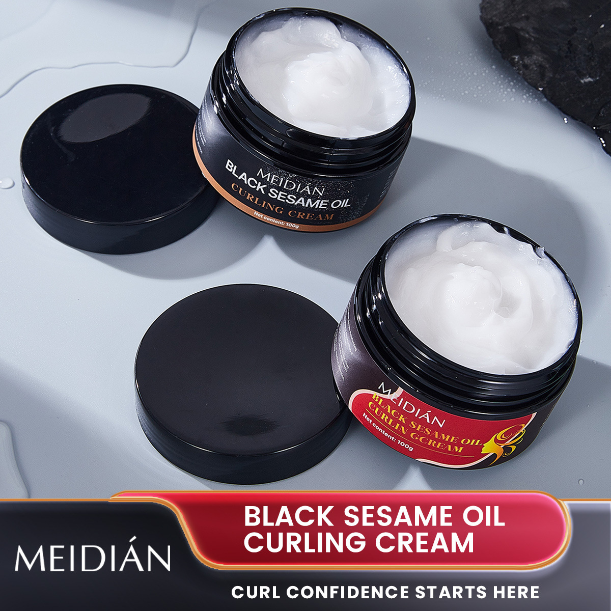 Cross-border exclusive supply of Meidian Black Sesame Oil Hair Curling Cream Water Moisturizing Hair Mask Moisturizing, hydrating, softening Dry and frizzy hair Conditioner details Picture