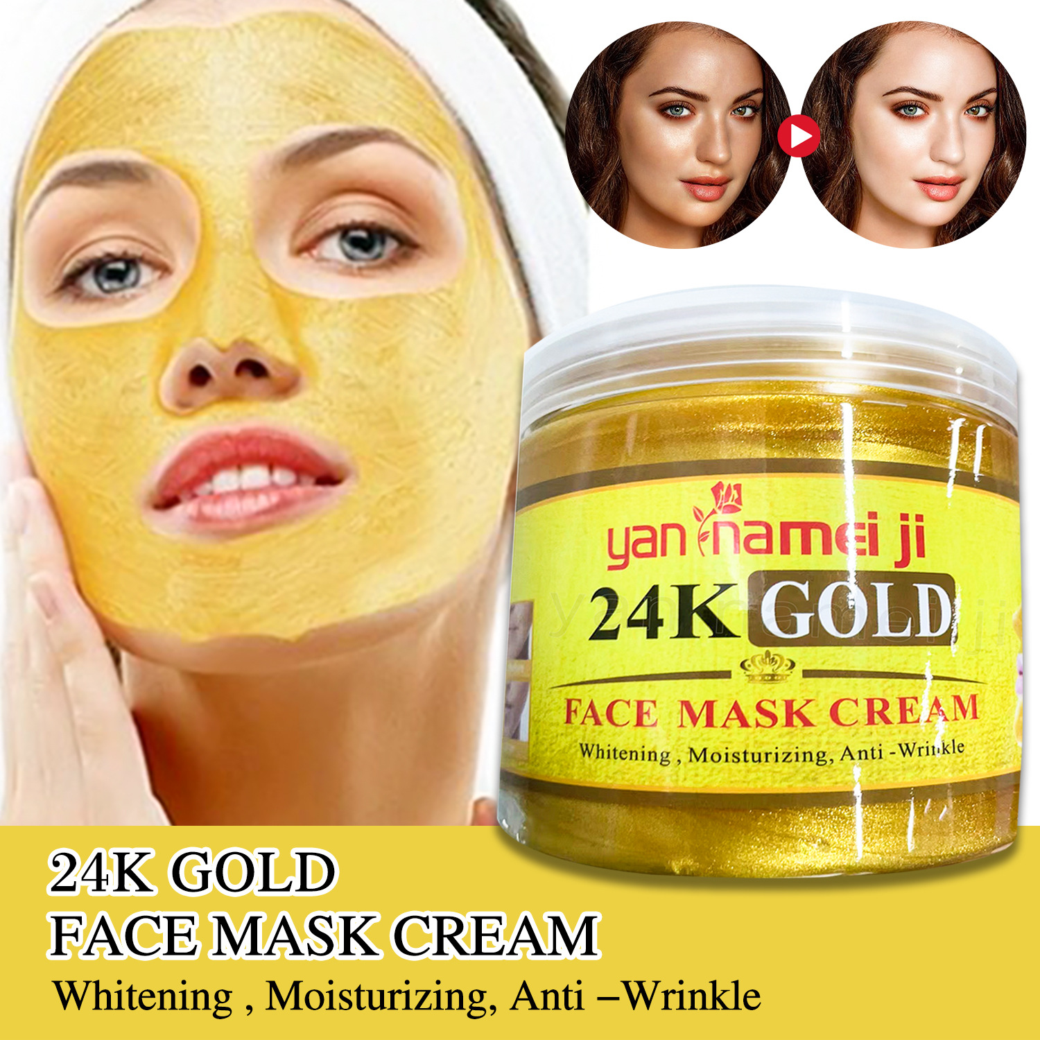 Cross-border exclusive 24K gold mask for moisturizing, hydrating, Repairing and cleansing, 600g export wholesale full figure