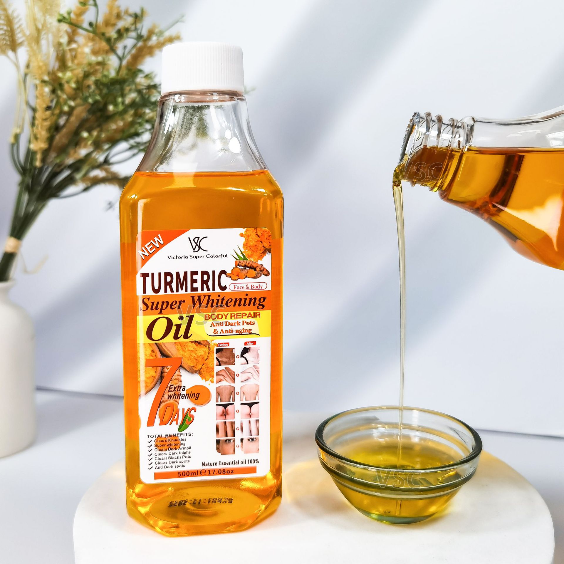 Cross-border turmeric essential Oil Facial and Body Brightening and Moisturizing Essential Oil Firming and Darkening Moisturizing Massage Oil Softening Argan Glycerin Specification drawing