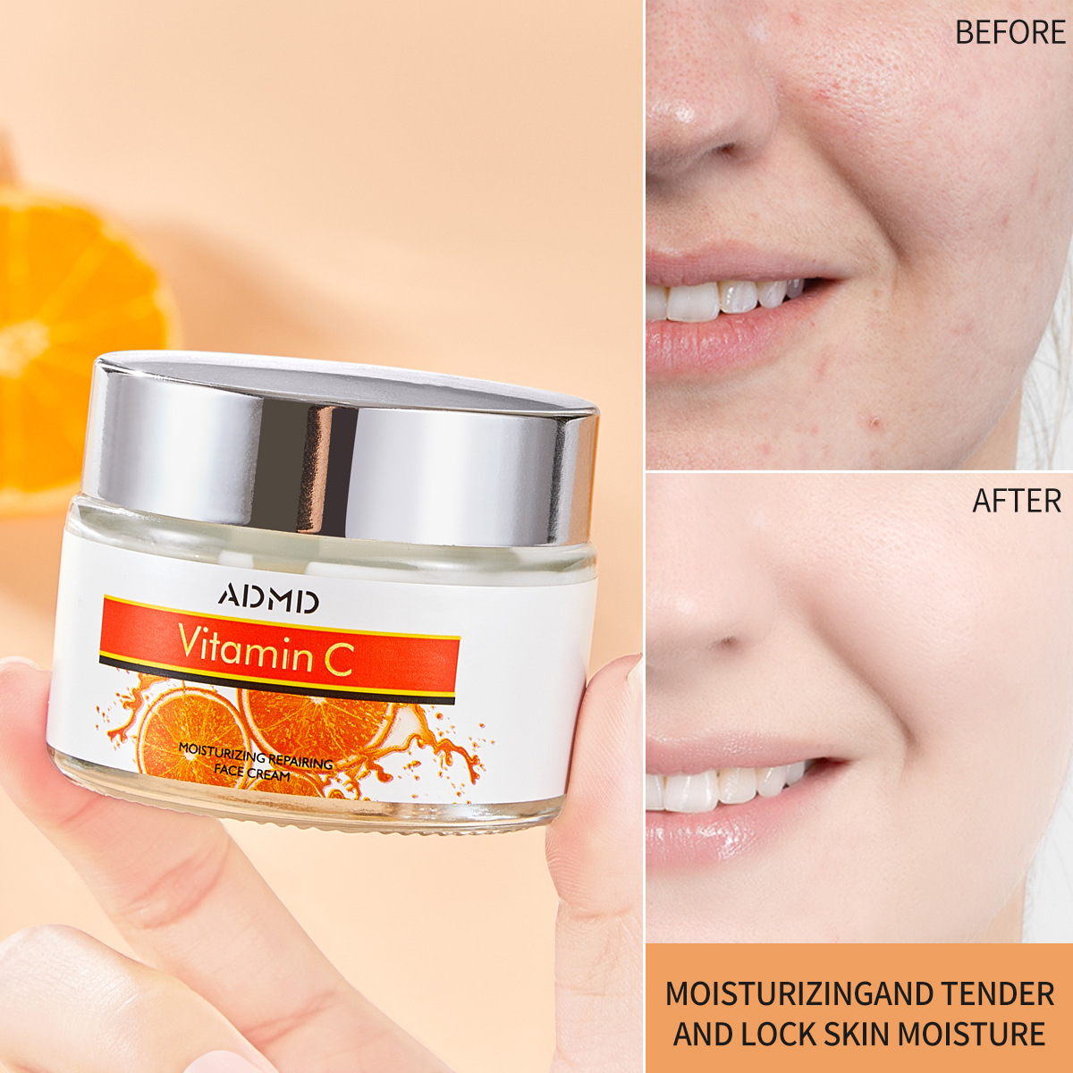 【 Exclusive for Foreign Trade 】ADMD Vitamin C Cream Moisturizes and hydrates, enhances skin elasticity and firmness, available for wholesale all year round Application Scenario