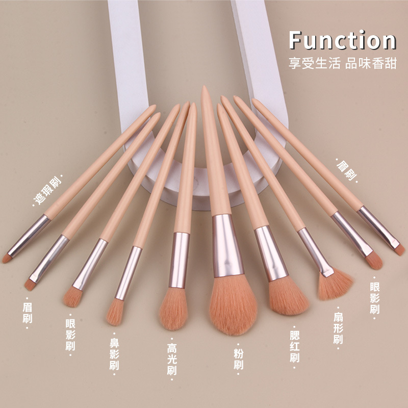 Powder Bridge 10-piece makeup brush set for beginners, full set of eyeshadow brushes, blush brushes, fan-shaped brushes, beauty tools wholesale Application Scenario