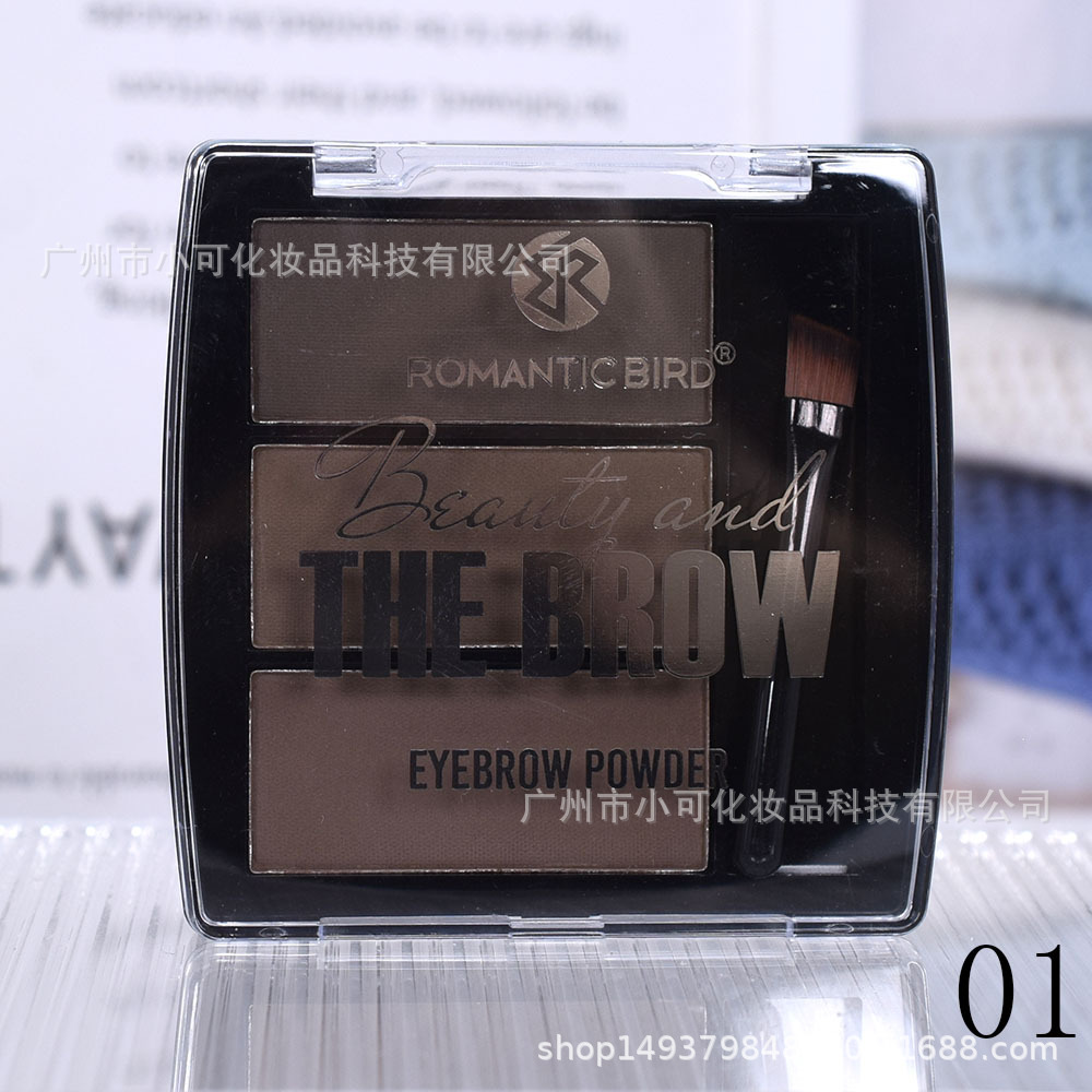 F703 Three-color EYEBROW POWDER is only exported. 【ROMANTIC BIRD】 Multi-color eyebrow powder eyebrow brush details Picture