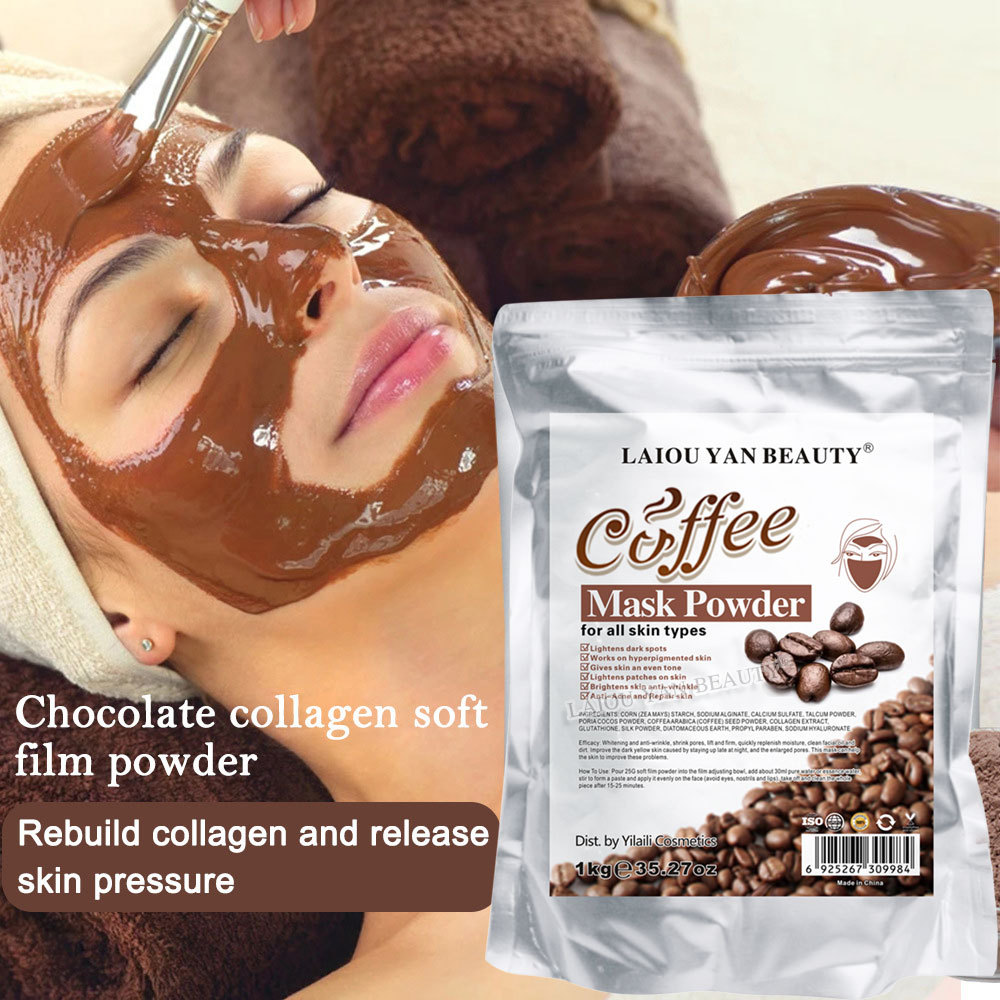 Cross-border coffee brightening and moisturizing Mask powder for hydrating, moisturizing and nourishing the skin, toning and skin care soft mask powder bag wholesale full figure