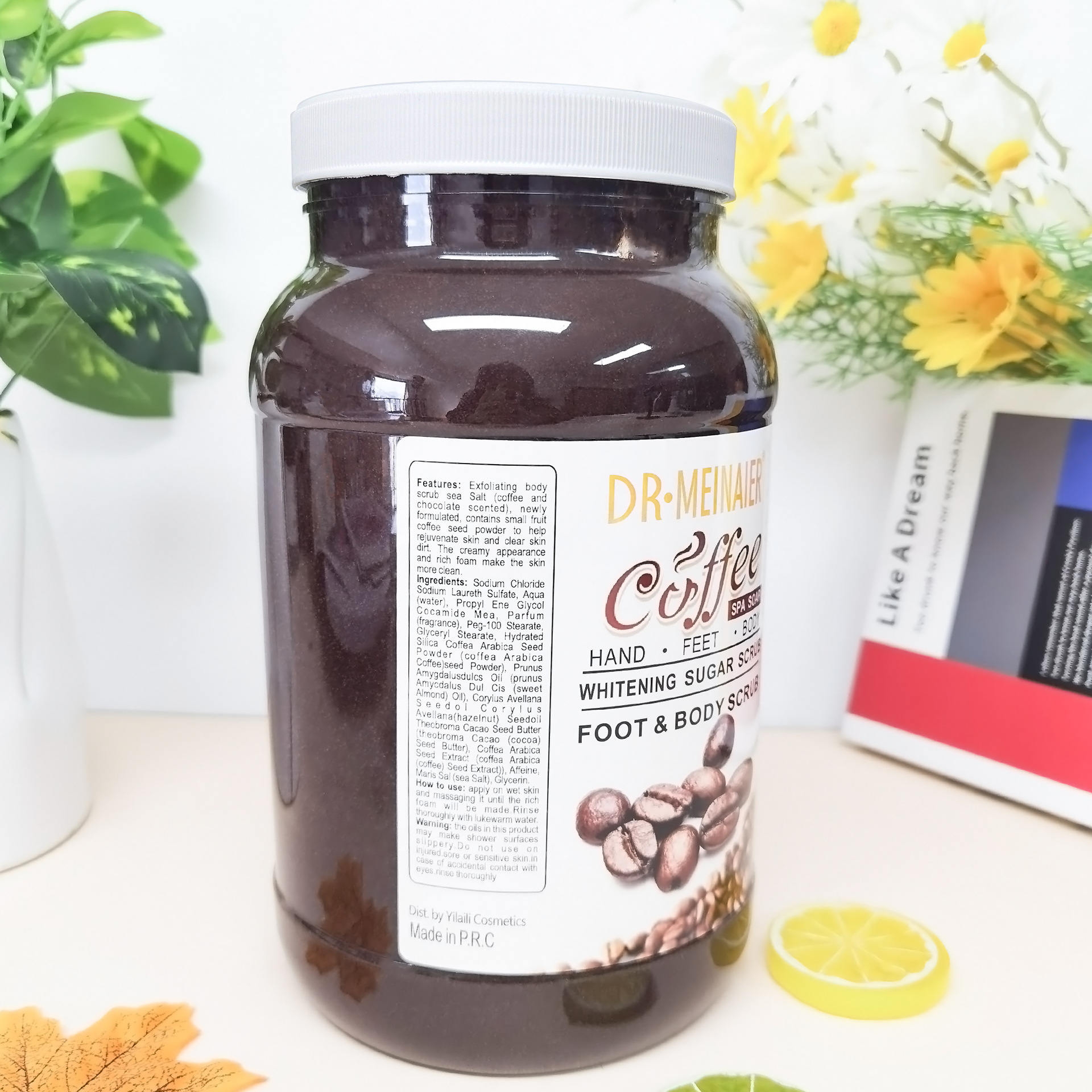 Cross-border coffee scrub salt Smooth body exfoliation Full body Scrub for men and women's smooth and bright skin bath 4KG Specification drawing