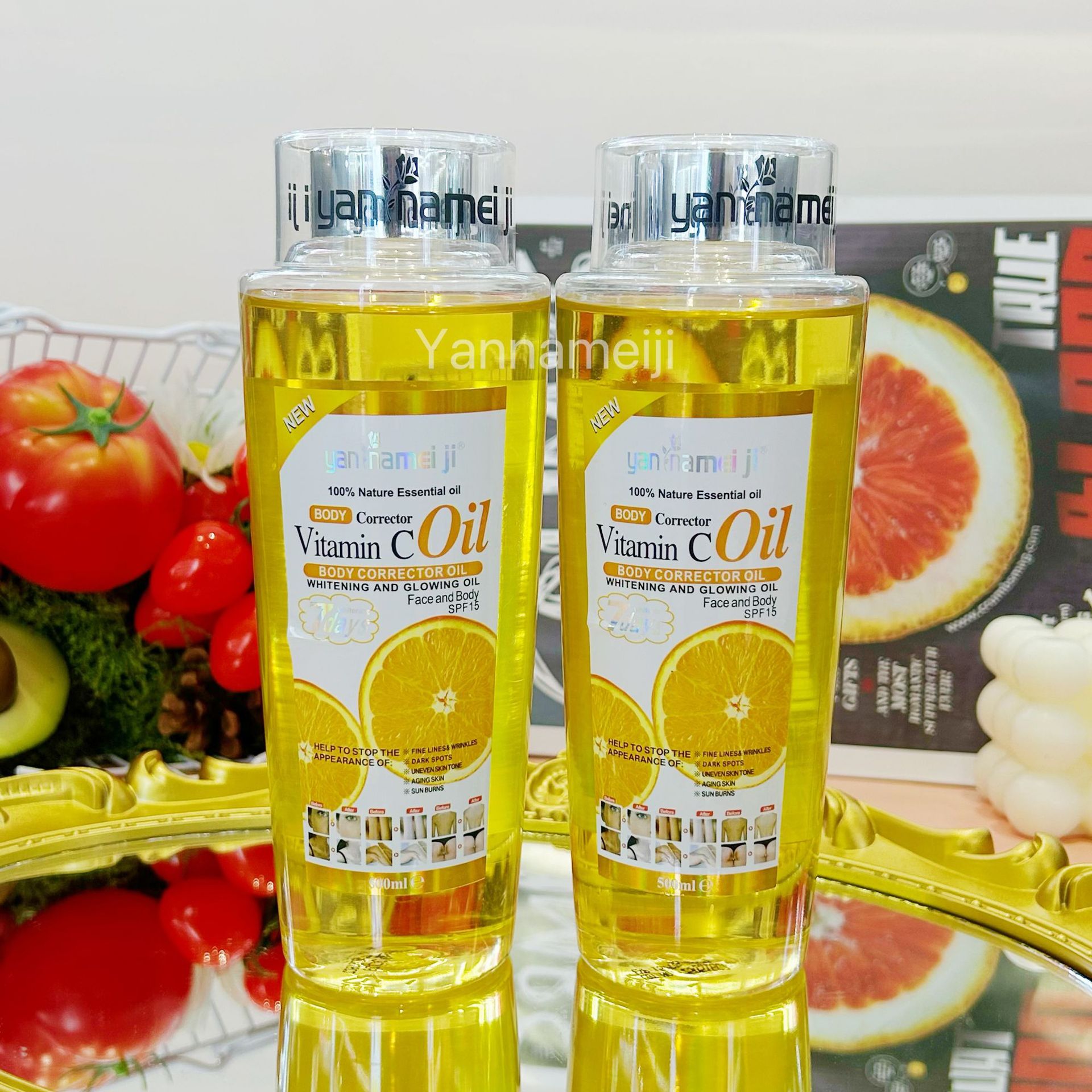 Wholesale of 500ml cross-border trade Vitamin C essential oil, repair oil, massage and skin care VC massage oil details Picture