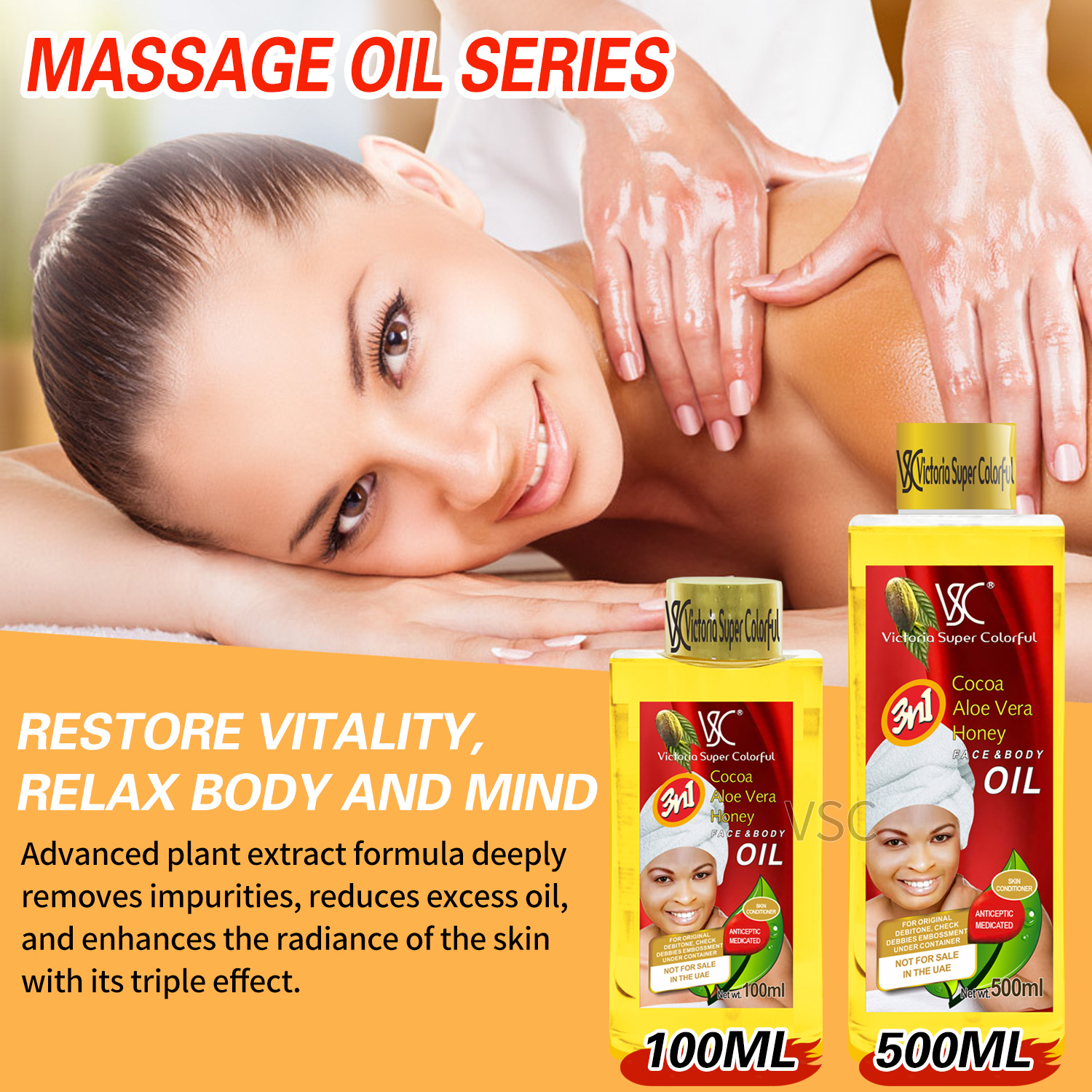 Cross-border cocoa aloe Honey Essential Oil 100ml, Massage Oil 500ml, wholesale for facial, body and full-body massage full figure