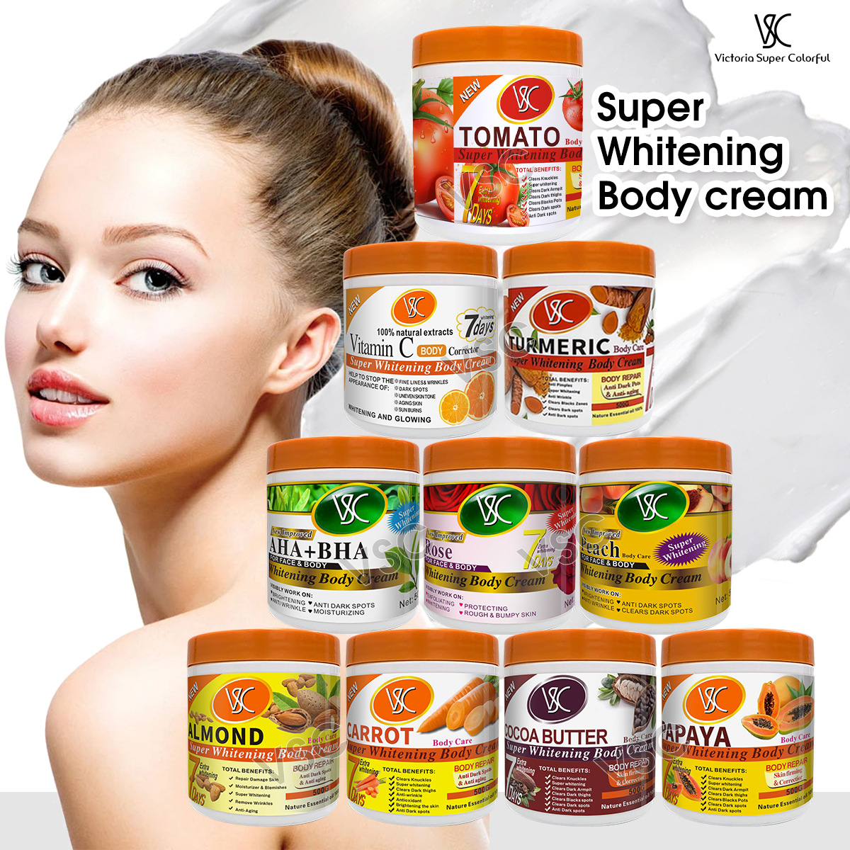 Cross-border trade turmeric Moisturizing Cream 500G Brightening, Darkening, Hydrating and Nourishing Skin VC Body Cream Moisturizing Lotion Face Cream full figure