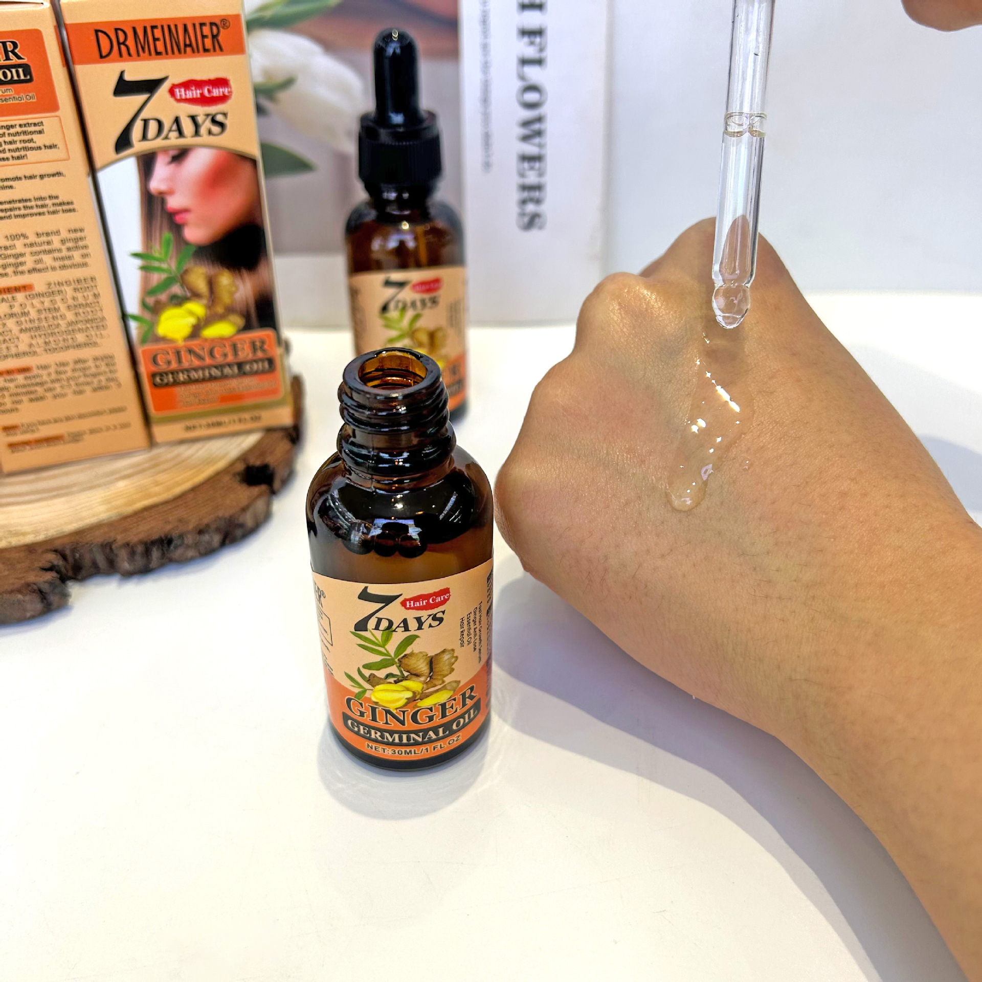 Cross-border exclusive turmeric Hair Essential Oil and Ginger Essence 30ml Hair Care and Nourishing no-Rinse Nutrient Liquid wholesale details Picture