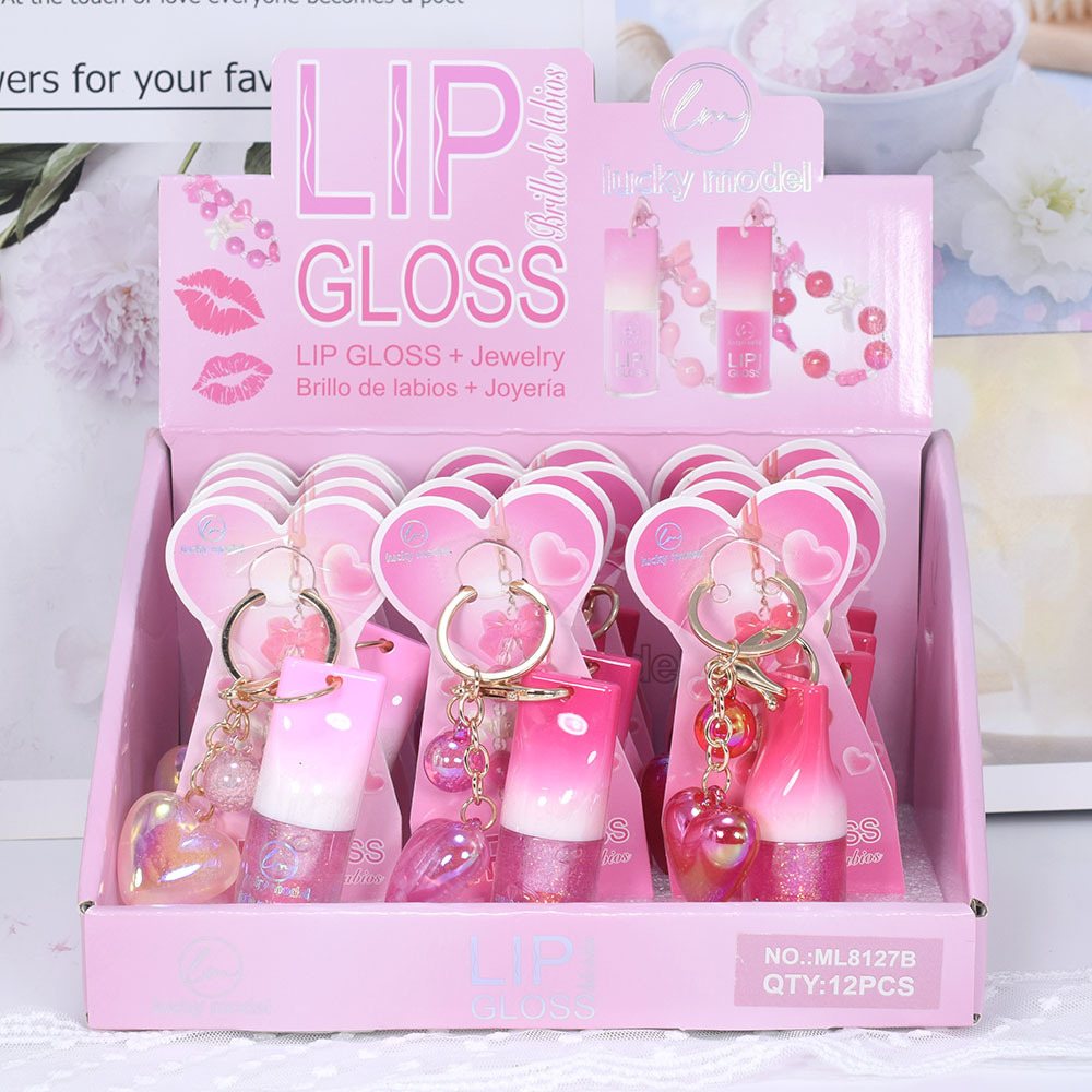 ML8127B Keychain Heart Pendant color-changing Moisturizing Lip gloss LUCKY MODEL Lip Oil New MAGIC full figure