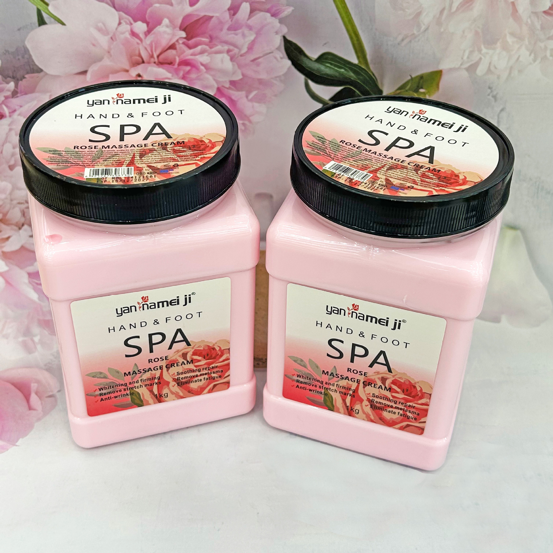 Cross-border rose Massage cream 1kg Soothing skin, hand and foot, full-body SPA massage cream for export wholesale Specification drawing