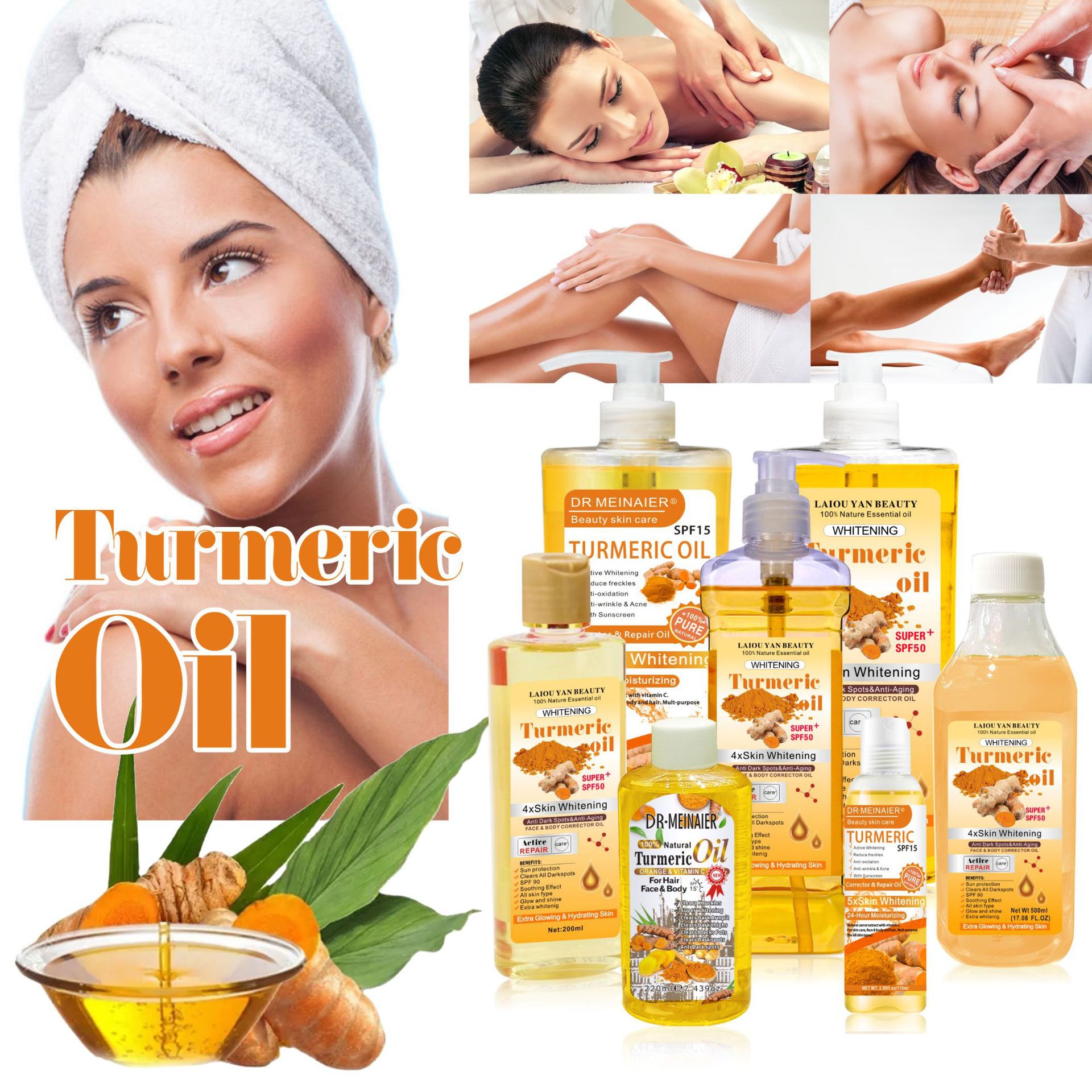 Cross-border turmeric essential Oil Facial Moisturizing Essential Oil full-body Massage Oil Heating and Meridian Unblocking Massage Export wholesale full figure