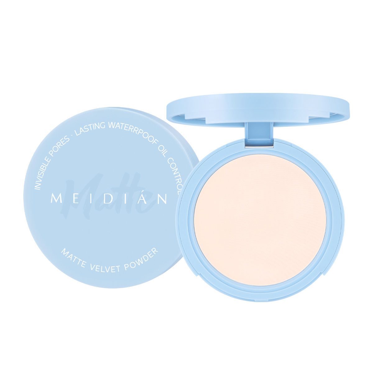 【 Exclusive for Foreign Trade 】 Meidian Powder Compact is waterproof, sweat-proof, long-lasting and does not smudge. Its fine powder texture naturally enhances skin tone Item Picture