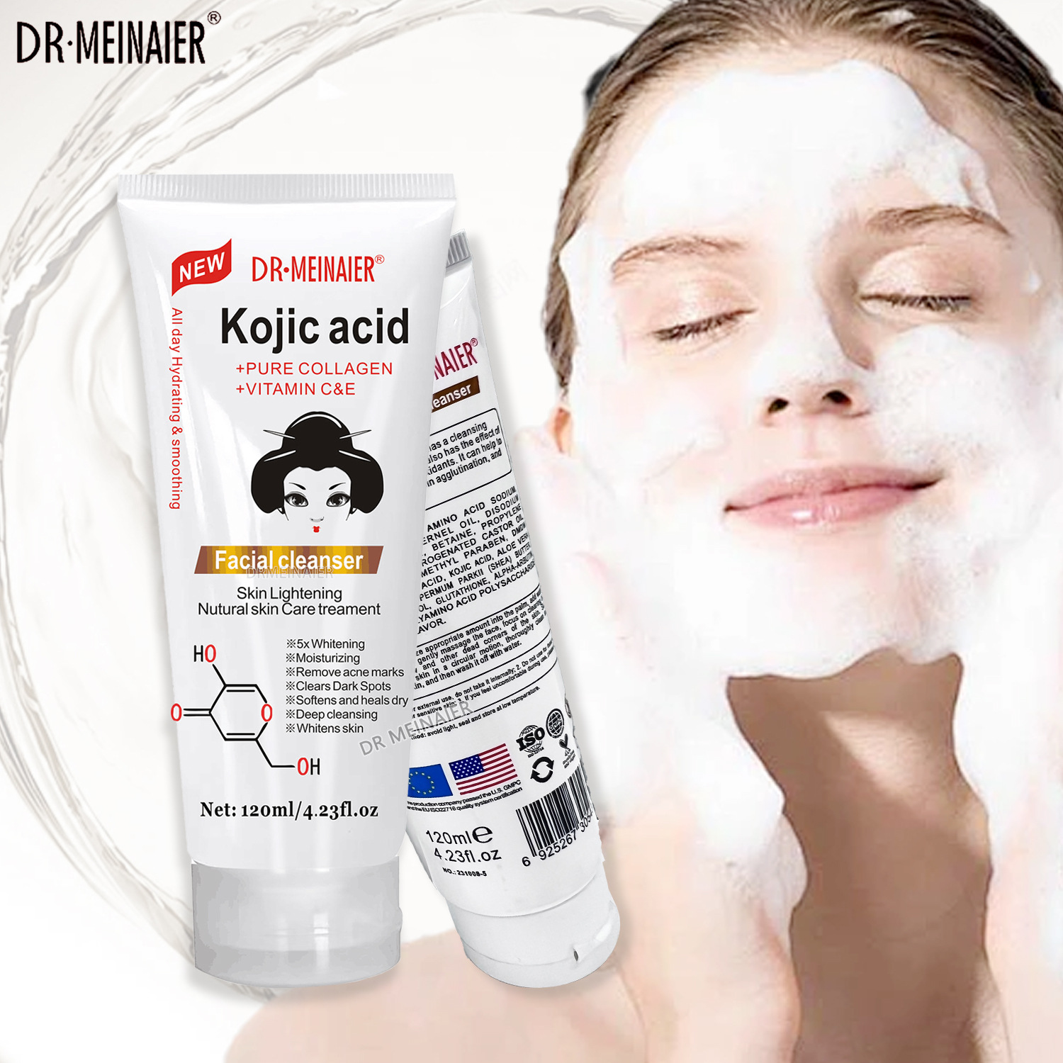 Cross-border kojic acid brightening Facial Cleanser Hydrates, moisturizes, controls oil and repairs the skin. Deep cleansing facial cleanser for export wholesale Application Scenario