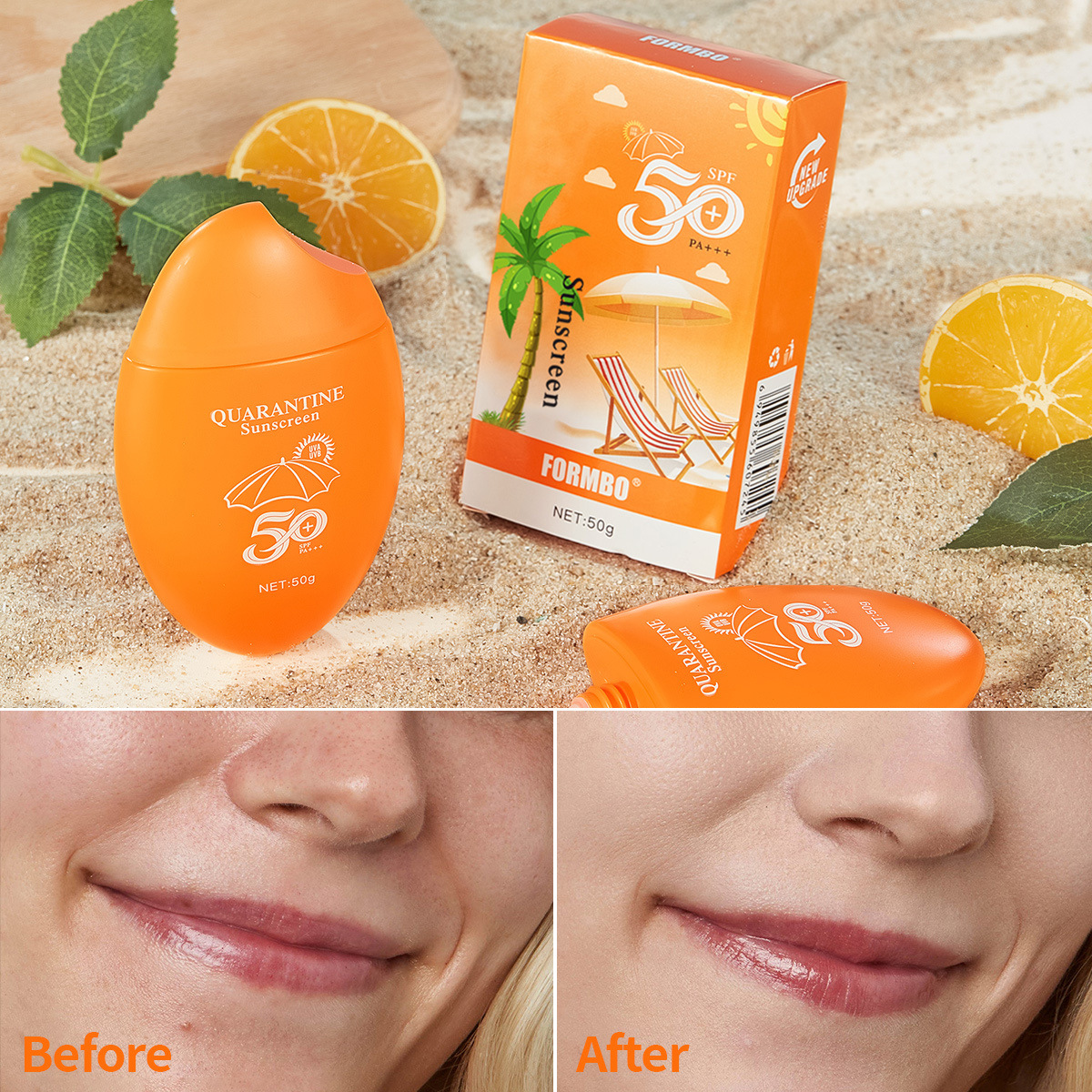 【 Exclusive for Foreign Trade 】FORMBO Isolation Sunscreen is refreshing and non-greasy, with UV protection, isolation and moisturizing properties Specification drawing