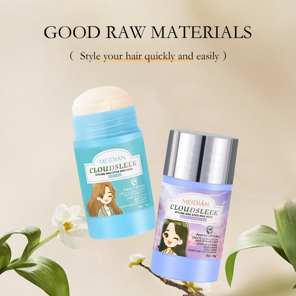 Cross-border exclusive Meidian solid hair wax sticks for breaking hair, styling and finishing, matte and long-lasting setting solid hair wax Application Scenario
