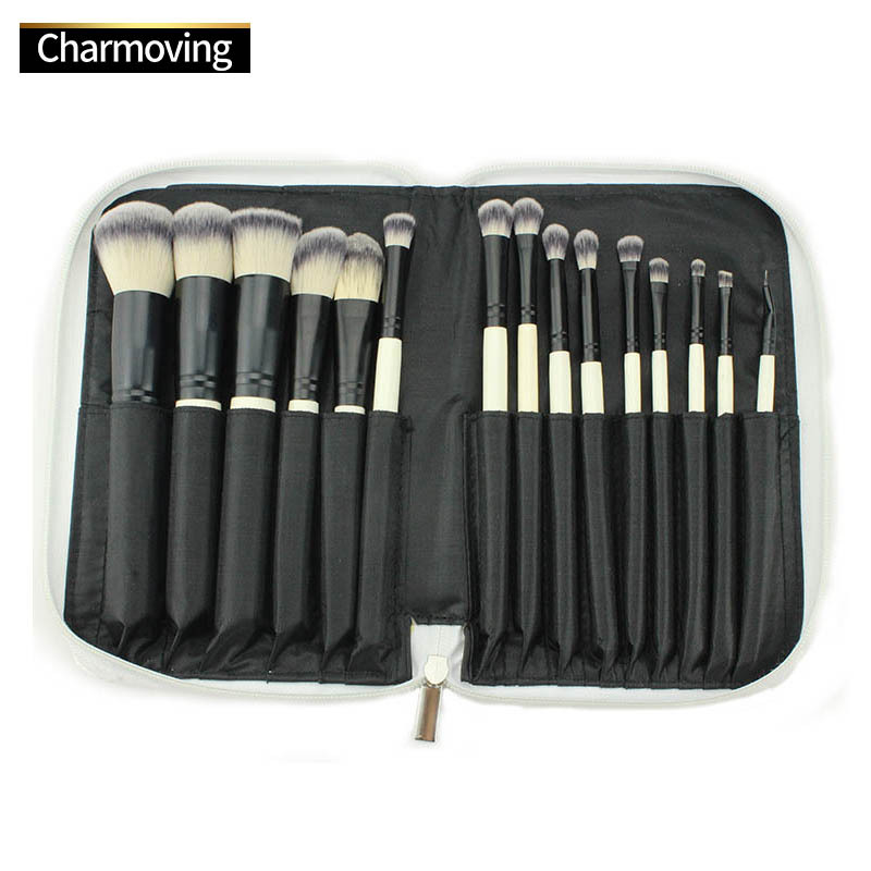 15-piece makeup brush set, fiber bristle complete eyeshadow brush, portable makeup brush, beginner's beauty tools wholesale full figure