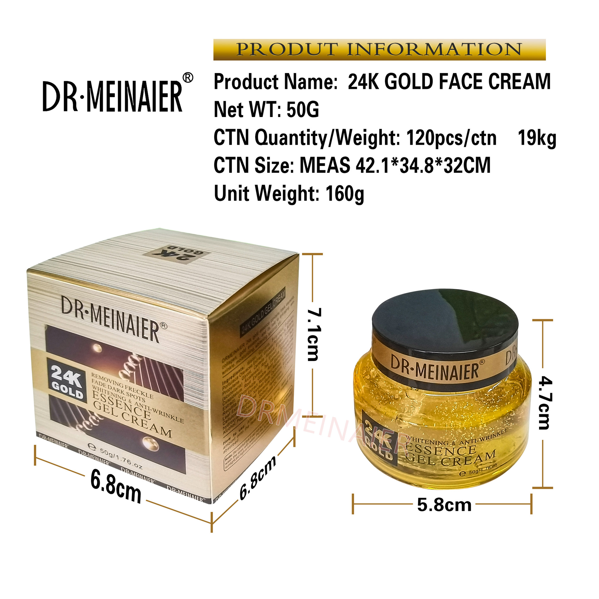 Cross-border exclusive 24K Gold Anti-wrinkle Cream Moisturizing, hydrating, Repairing, Lifting and firming Facial Essence Gel Gel Item Picture