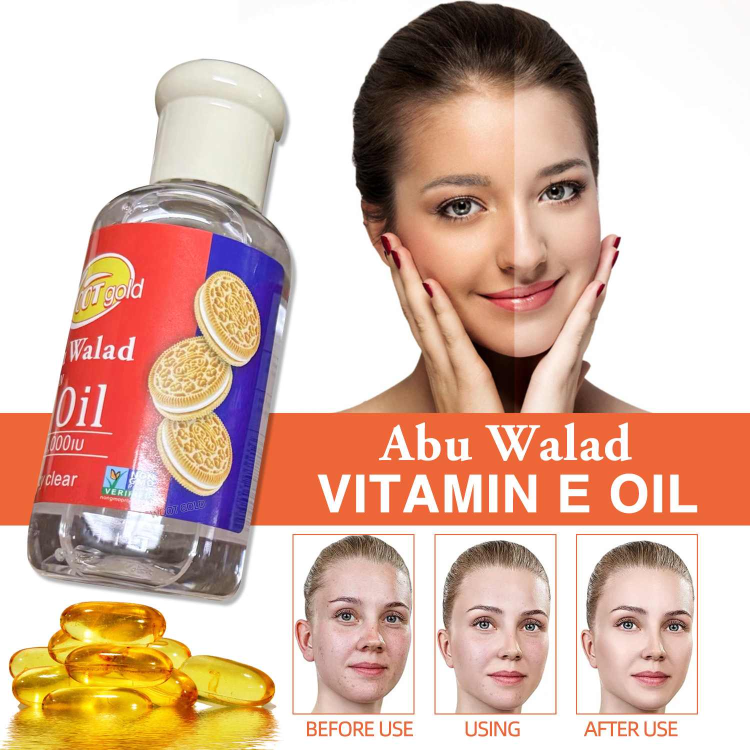 Cross-border exclusive turmeric essential oil, Collagen, Vitamin E, plant Oil, facial and body hair care Massage Oil 75ml Application Scenario