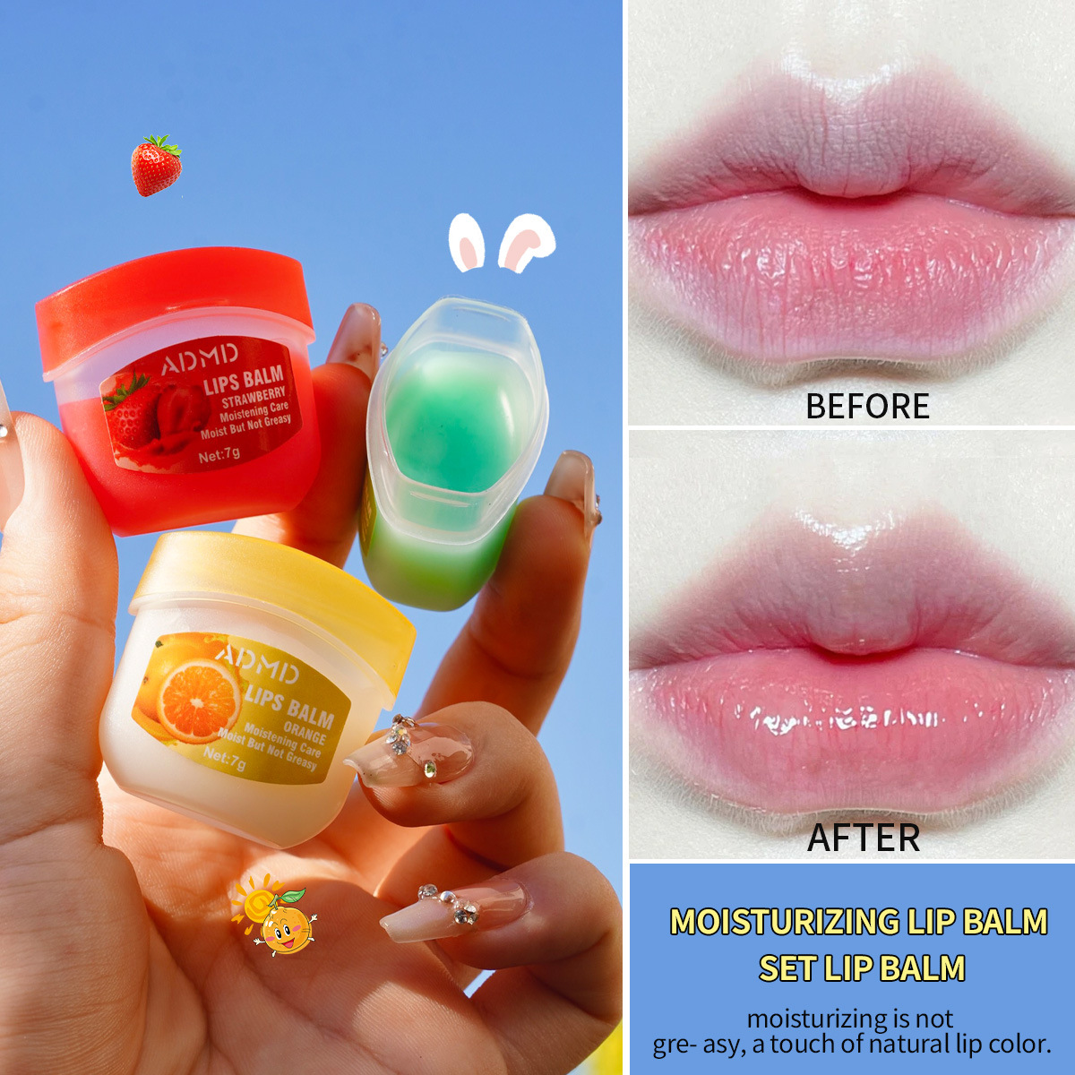 ADMD Foreign Trade English version cross-border TEMU 4-piece lip mask Set for autumn and winter Moisturizing and drying lipsticks Factory wholesale Application Scenario