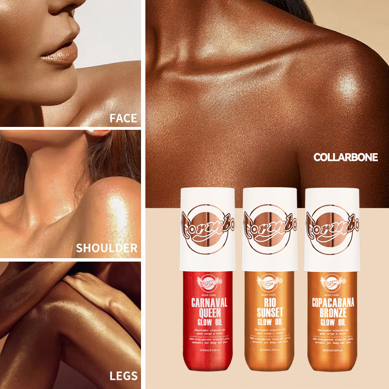 Cross-border exclusive for FORMBO Body Glow Oil, Liquid Contouring High-gloss Oil, Full-Body Brightening Glitter, Beach Application Scenario