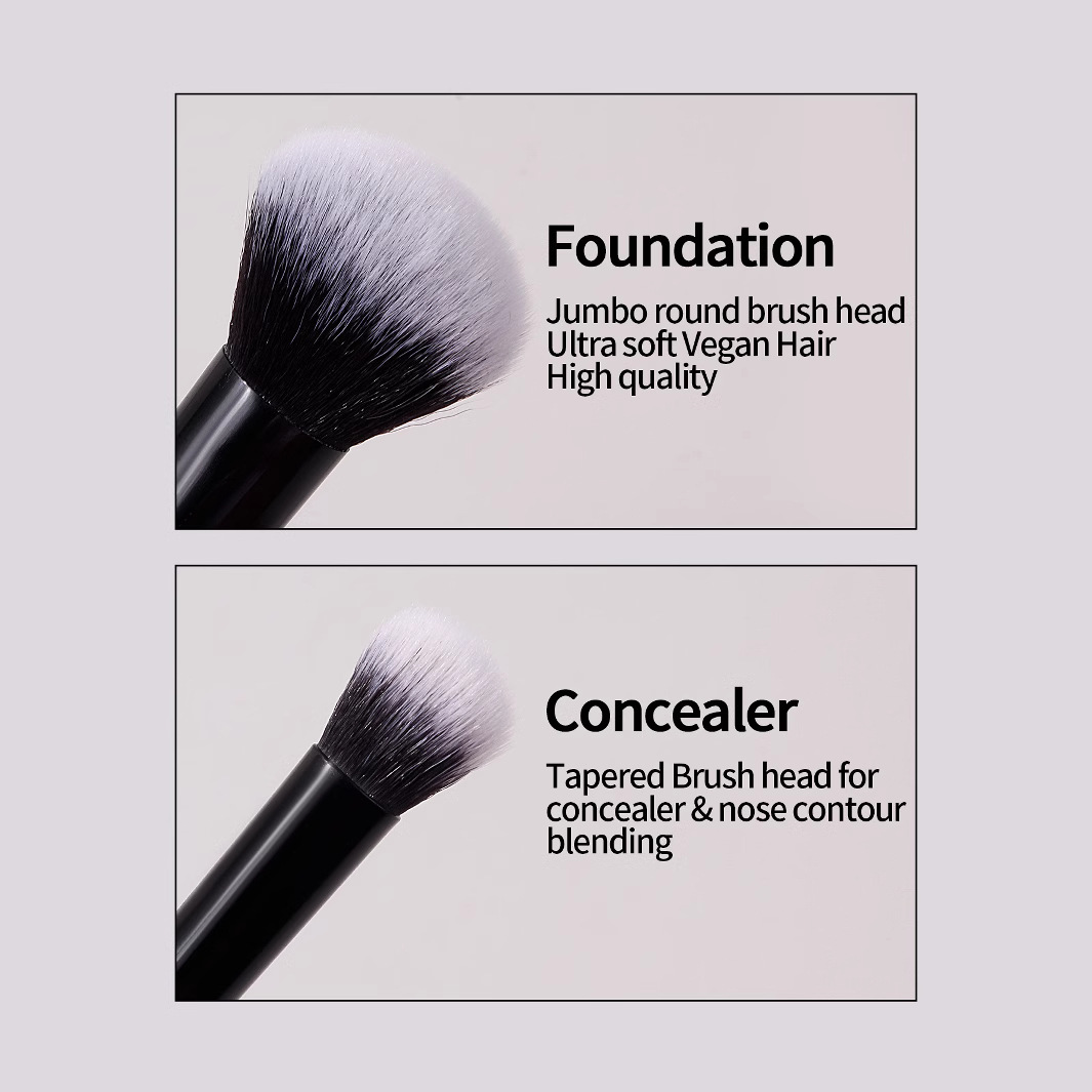 Cross-border foreign trade bestseller factory direct sales: Double-headed blush brush, multi-functional makeup brush, contouring, high-gloss and smudging brush, super soft Specification drawing