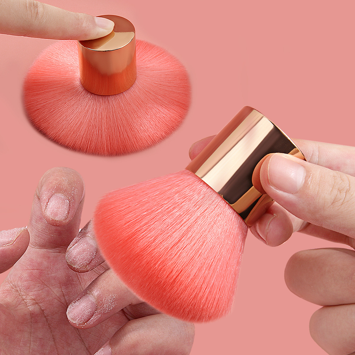 In stock: Single large blush brush, round base brush, loose brush, mushroom head setting brush, nail brush, dust brush full figure
