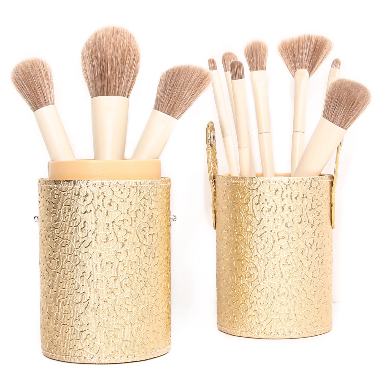 Yunci 10-piece complete makeup brush set, eyeshadow brush, loose powder brush, soft bristle beauty tool set combination, storage bucket details Picture