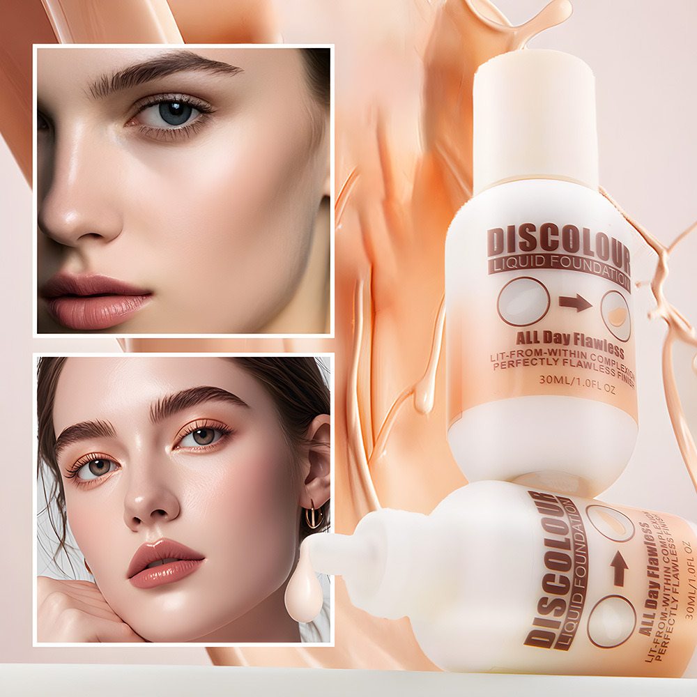 Cross-border exclusive thermochromic foundation, non-sticky, long-lasting, no makeup smudge, brightens skin tone, waterproof foundation for export Specification drawing