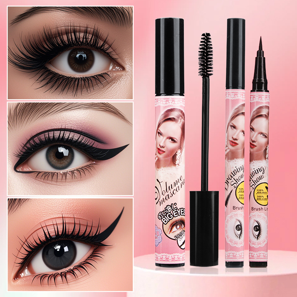 Cross-border makeup QICIY mascara with eyeliner pen, waterproof, thick, slender, curly silicone brush head, three-dimensional and natural Application Scenario