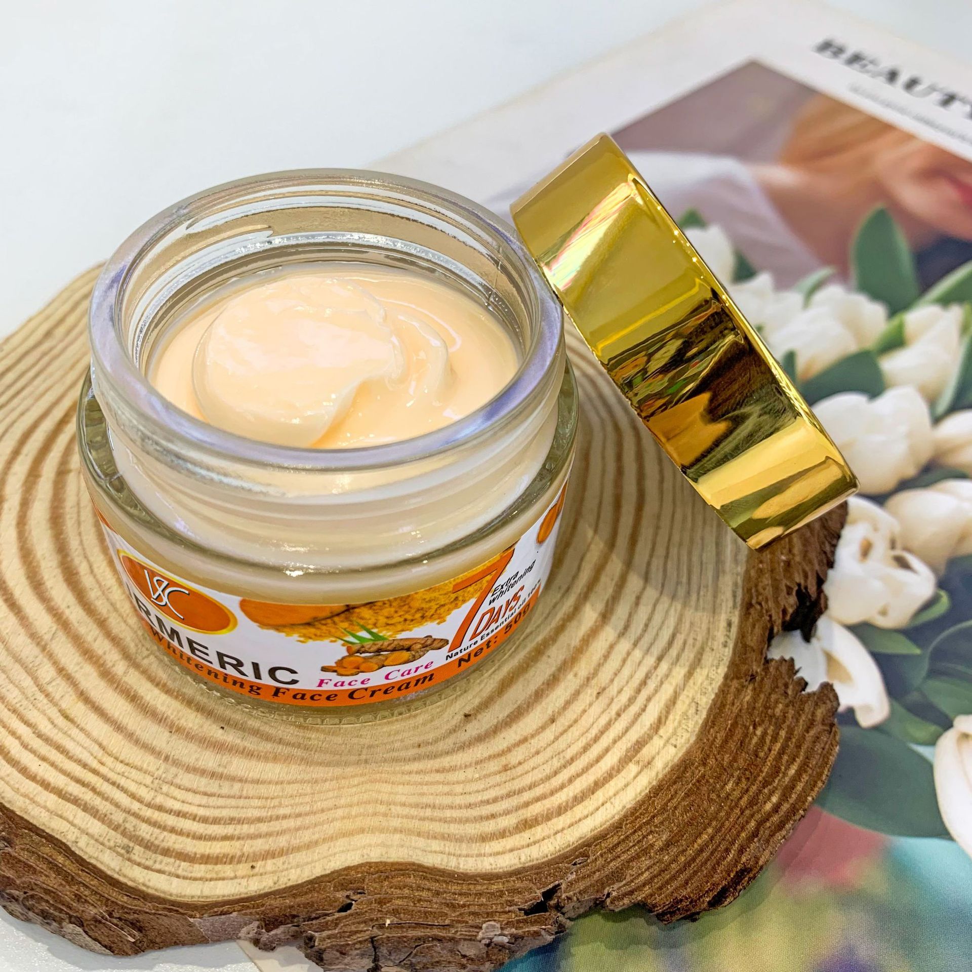 Cross-border turmeric Brightening Cream 50g Soothing Oil-Free Moisturizing Cream Hydrating and Nourishing Export wholesale Specification drawing