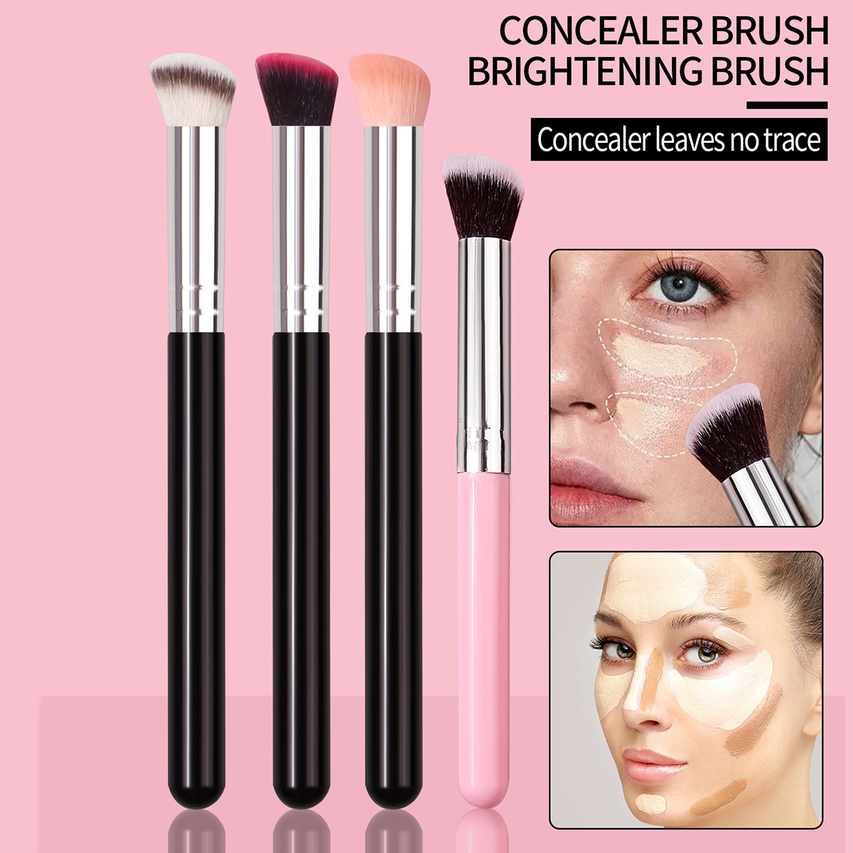Wholesale of single round slanted blush brushes, contouring brushes, nose profile brushes, foundation concealer brushes and makeup brushes in stock full figure