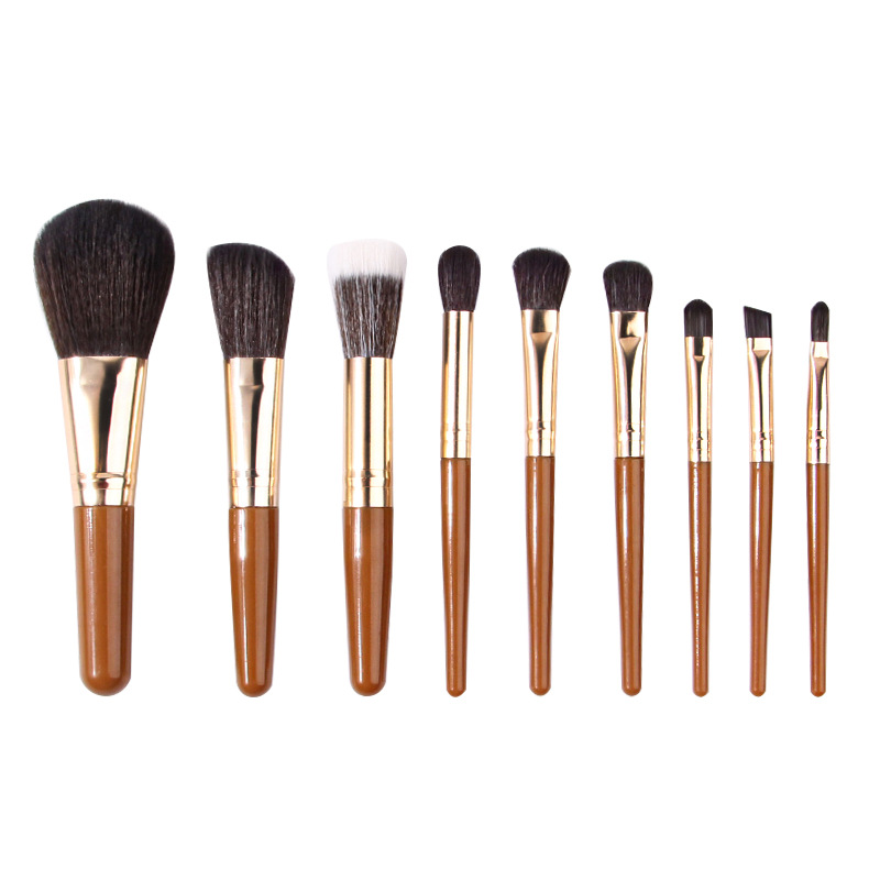 Mini version 9-piece makeup brush set, exquisite and compact set, soft bristles, portable bag, complete makeup tools, new style Item Picture