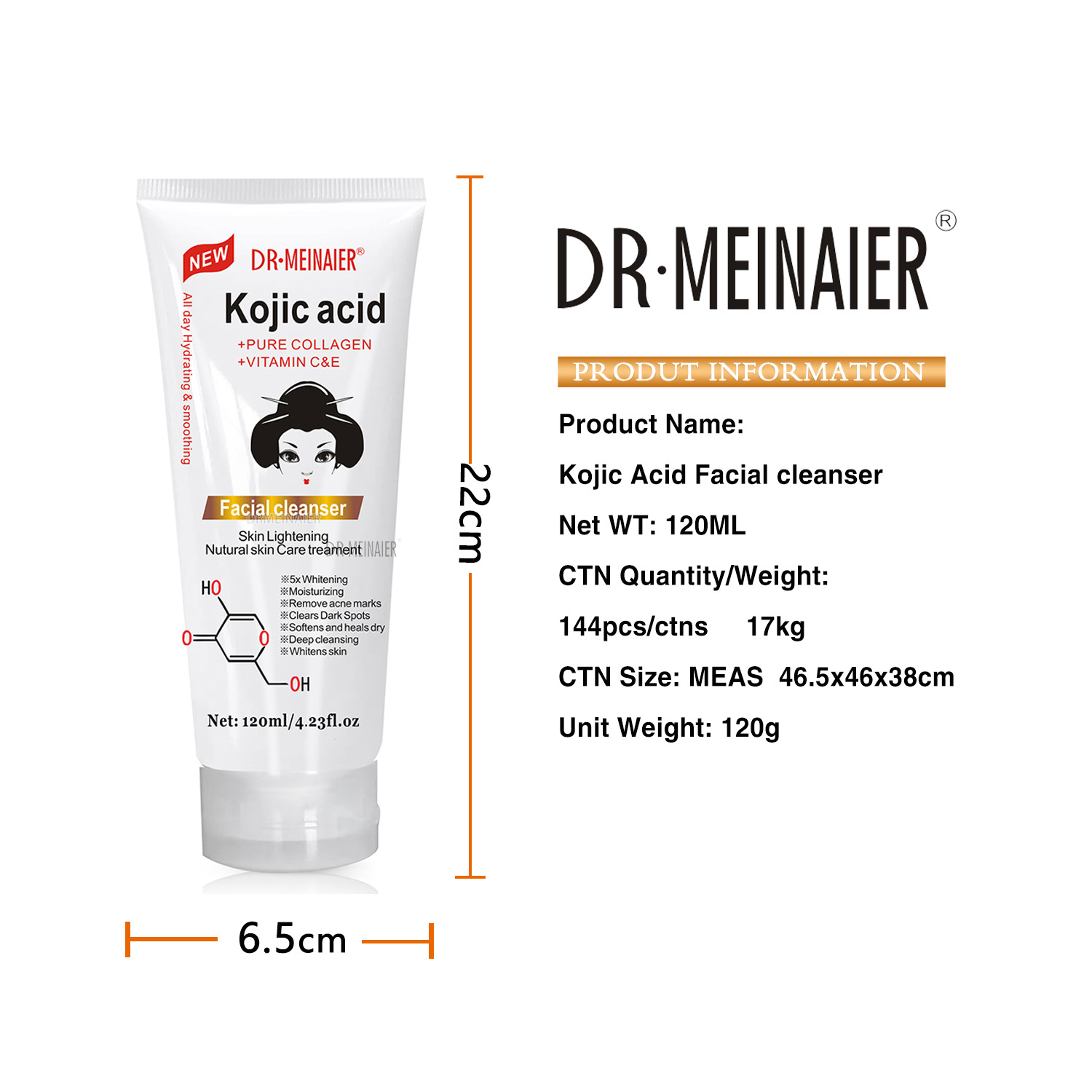 Cross-border kojic acid brightening Facial Cleanser Hydrates, moisturizes, controls oil and repairs the skin. Deep cleansing facial cleanser for export wholesale Item Picture