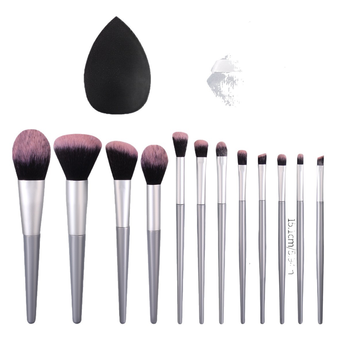 Factory direct sales of 12 soft-bristled makeup brushes set, foundation brush, eyeshadow brush with triangular powder puff, sponge egg in stock Item Picture